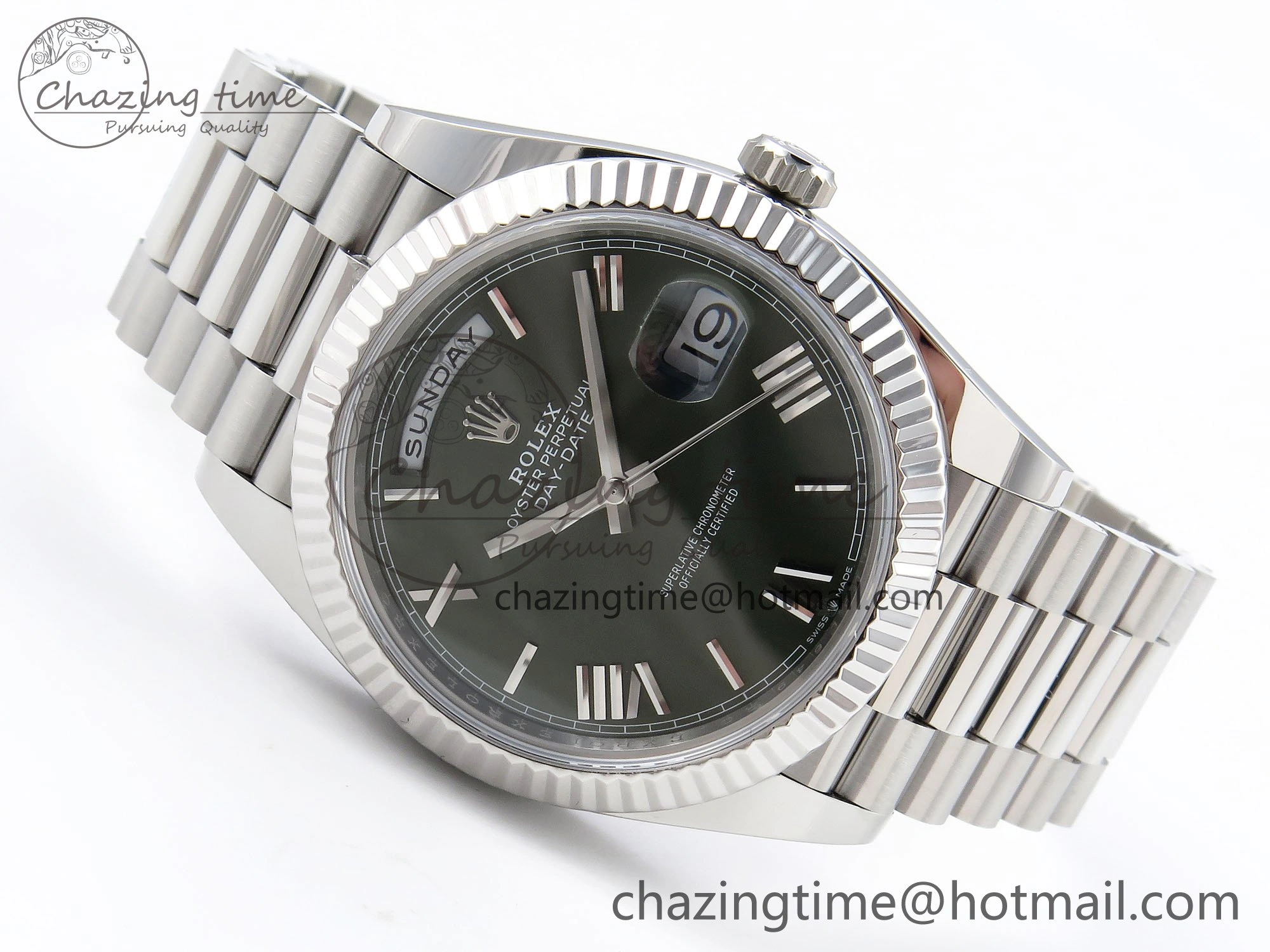 Day Date 40 SS 228239 ARF 1:1 Best Edition Green Roman Dial on President Bracelet VR3255