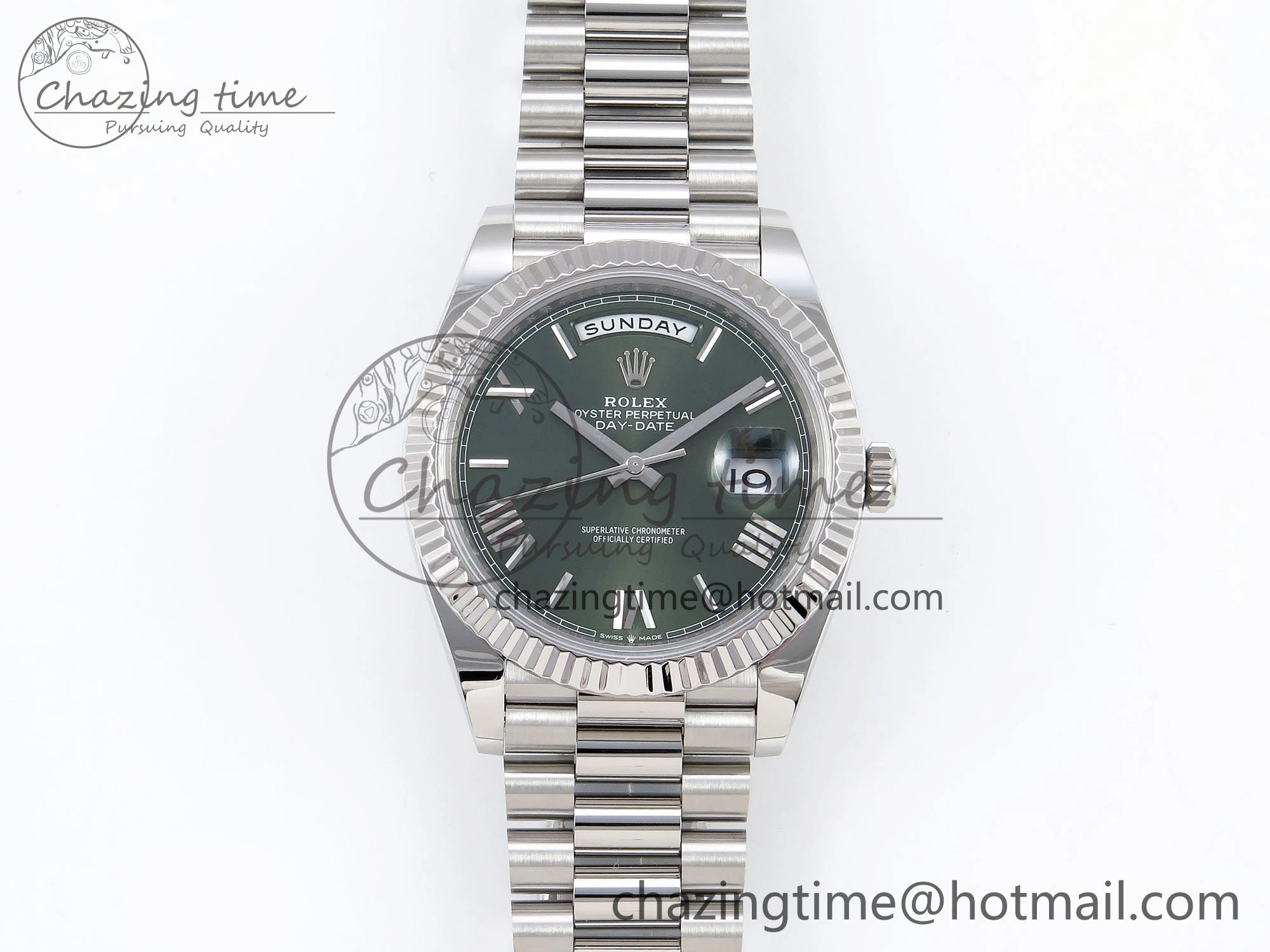 Day Date 40 SS 228239 ARF 1:1 Best Edition Green Roman Dial on President Bracelet VR3255