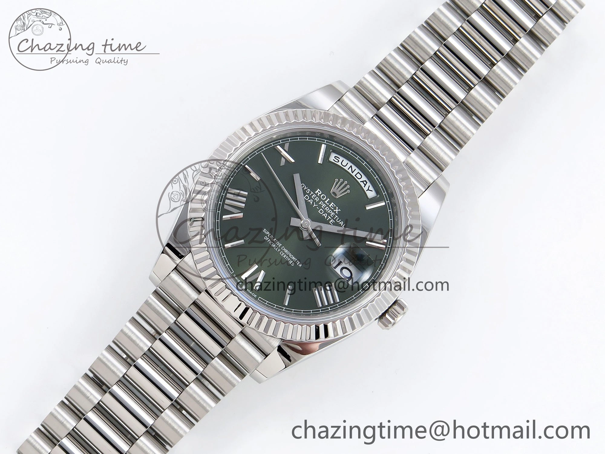 Day Date 40 SS 228239 ARF 1:1 Best Edition Green Roman Dial on President Bracelet VR3255