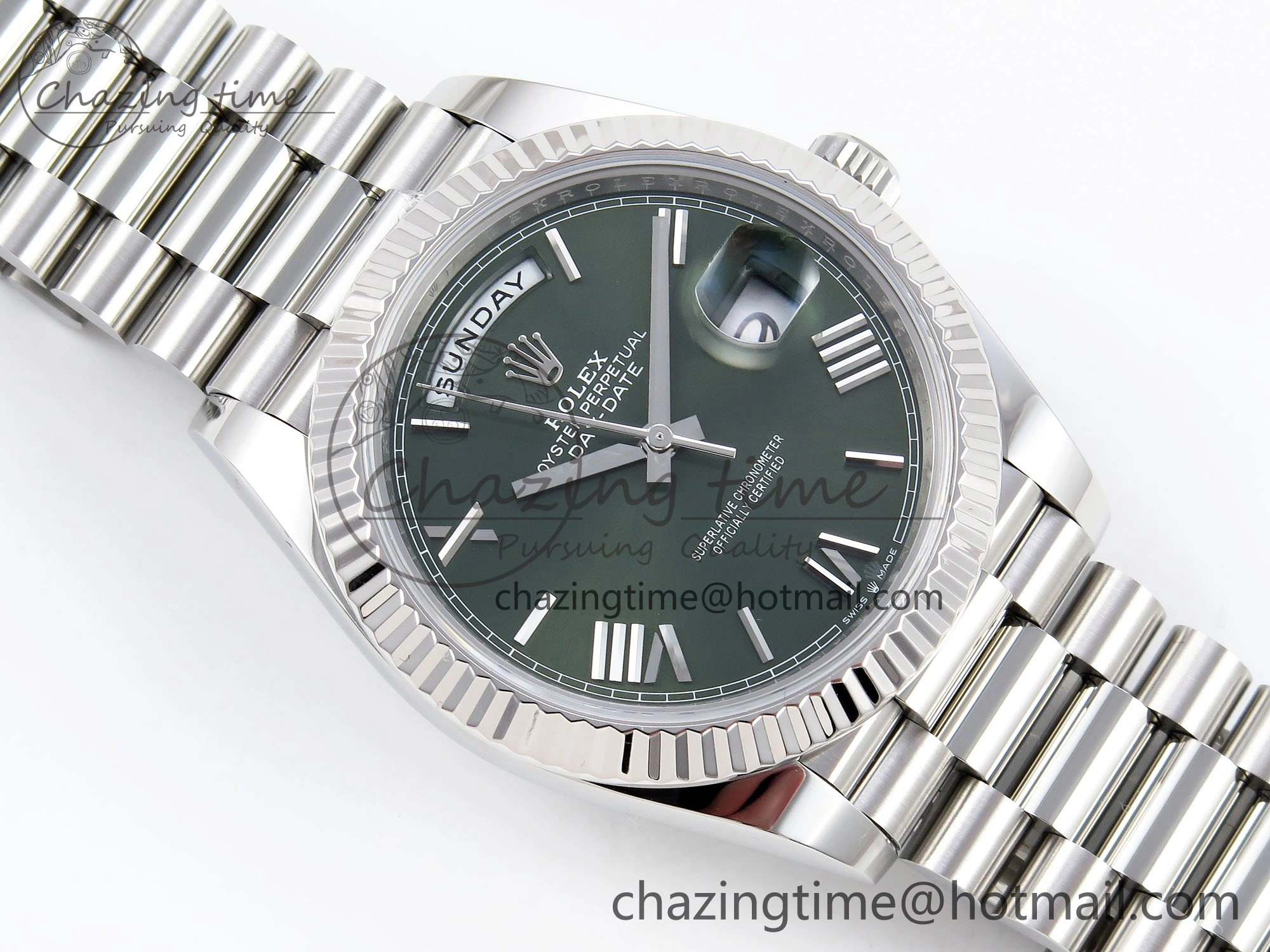 Day Date 40 SS 228239 ARF 1:1 Best Edition Green Roman Dial on President Bracelet VR3255