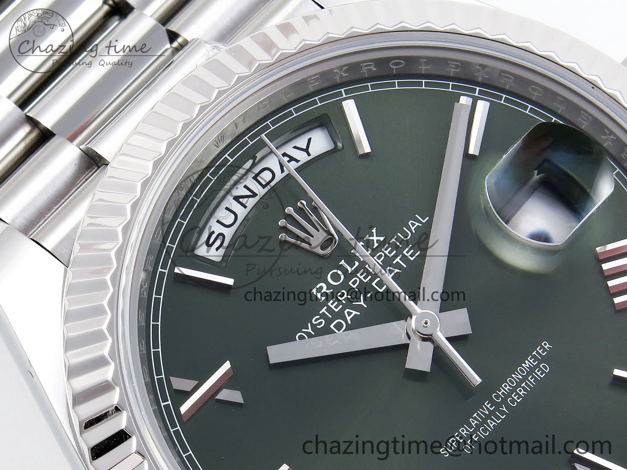 Day Date 40 SS 228239 ARF 1:1 Best Edition Green Roman Dial on President Bracelet VR3255