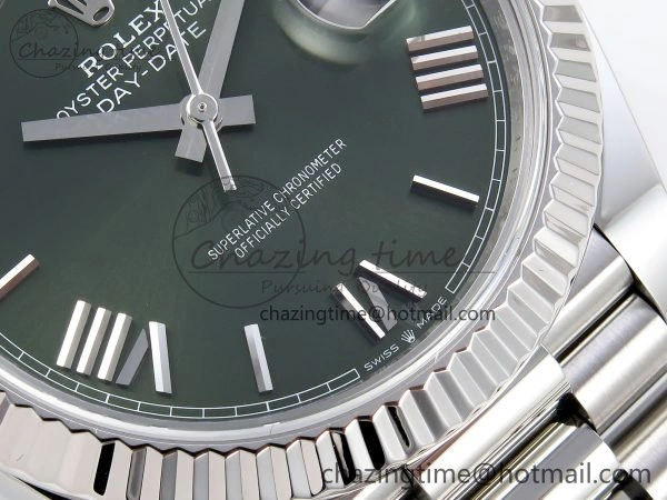Day Date 40 SS 228239 ARF 1:1 Best Edition Green Roman Dial on President Bracelet VR3255