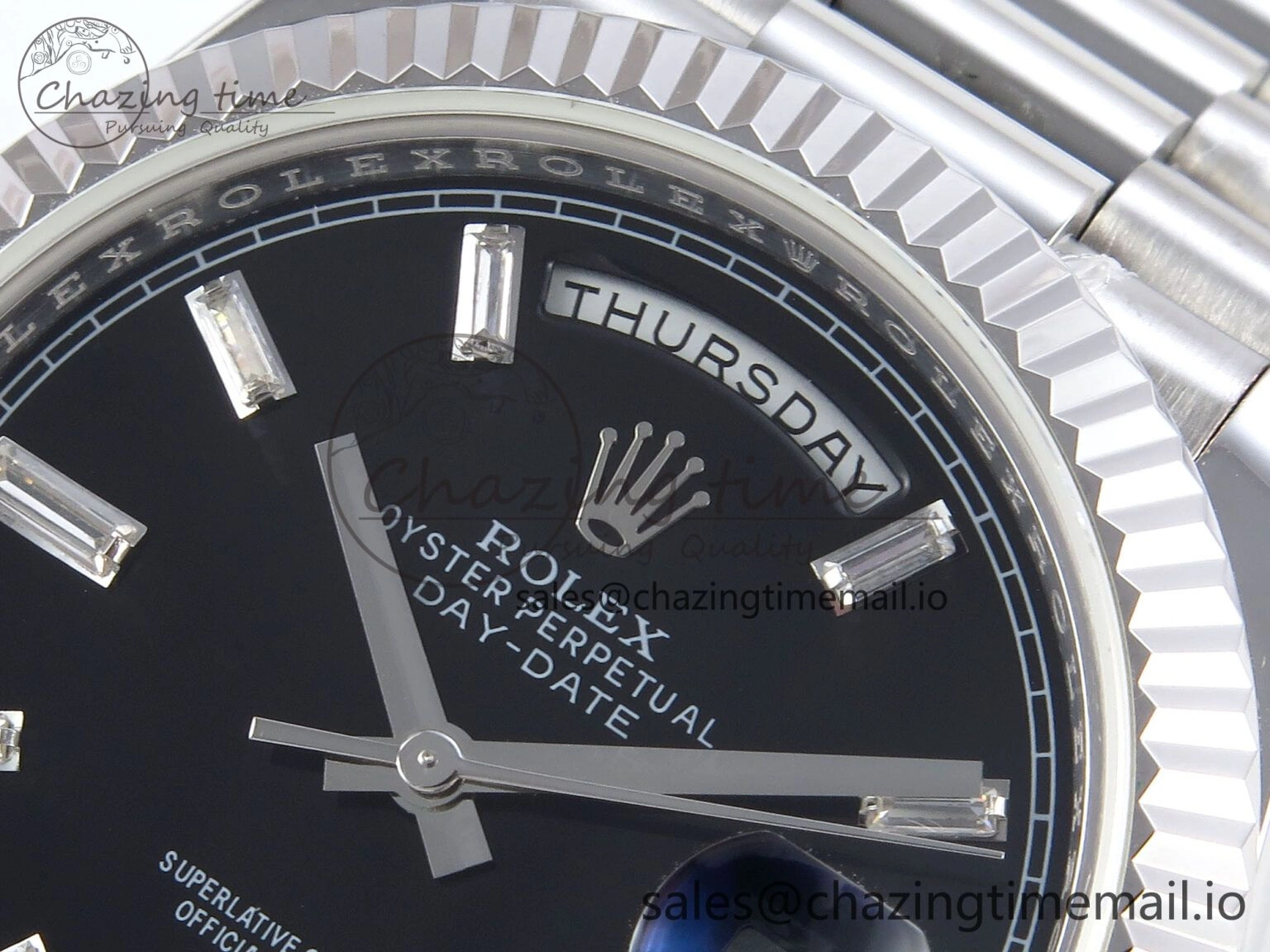 Day Date 40 SS 228239 KF 1:1 Best Edition Black Crystal Dial on President Bracelet VR3255 (Gain Weight)