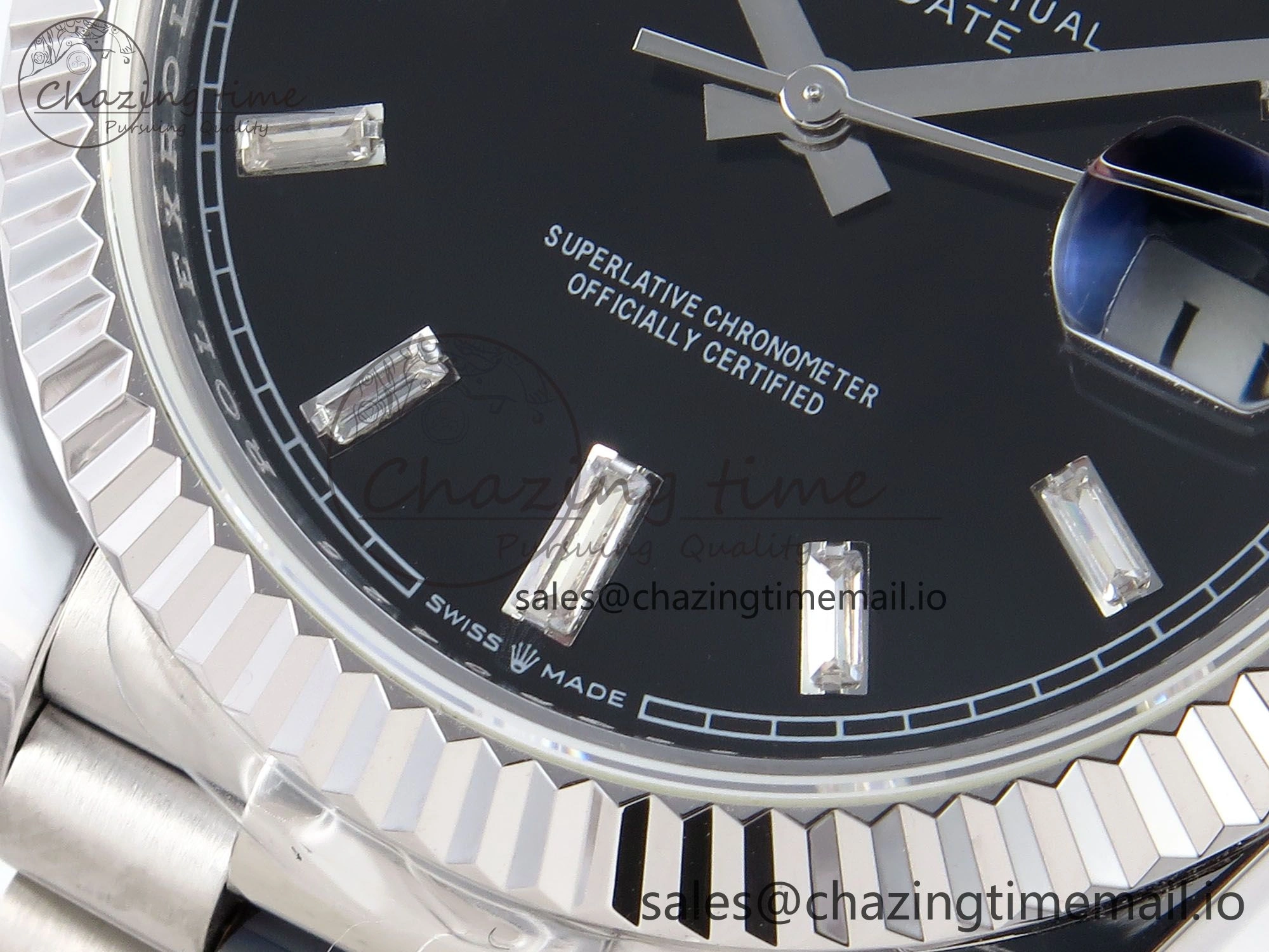 Day Date 40 SS 228239 KF 1:1 Best Edition Black Crystal Dial on President Bracelet VR3255 (Gain Weight)