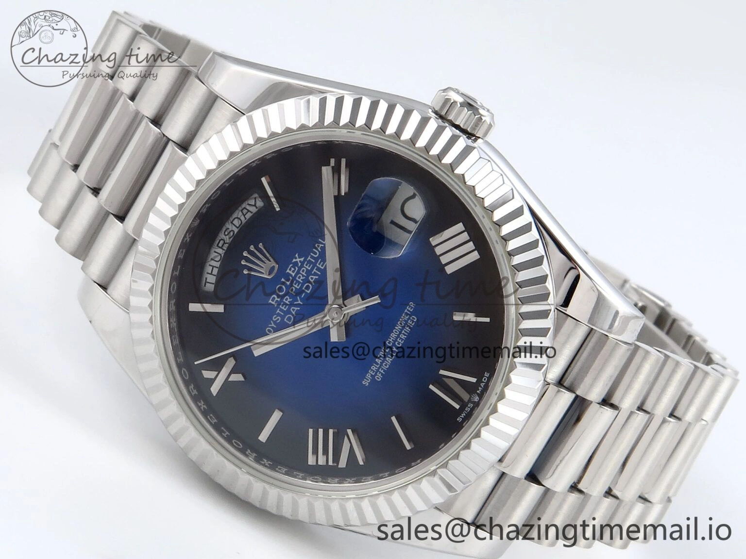 Day Date 40 SS 228239 KF 1:1 Best Edition Blue Ombre Dial on President Bracelet VR3255 (Gain Weight)
