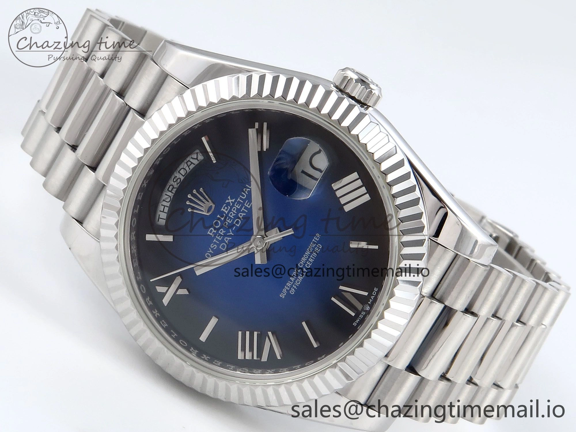 Day Date 40 SS 228239 KF 1:1 Best Edition Blue Ombre Dial on President Bracelet VR3255 (Gain Weight)