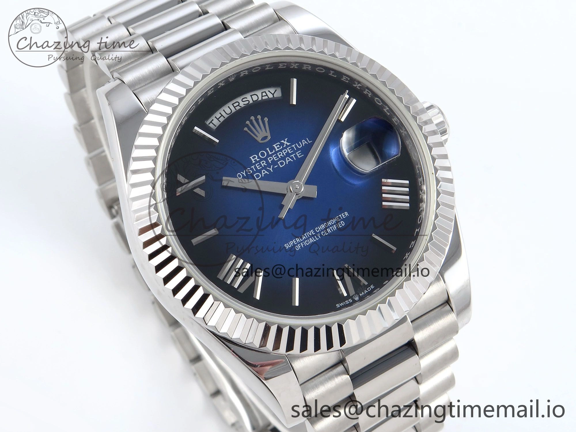 Day Date 40 SS 228239 KF 1:1 Best Edition Blue Ombre Dial on President Bracelet VR3255 (Gain Weight)