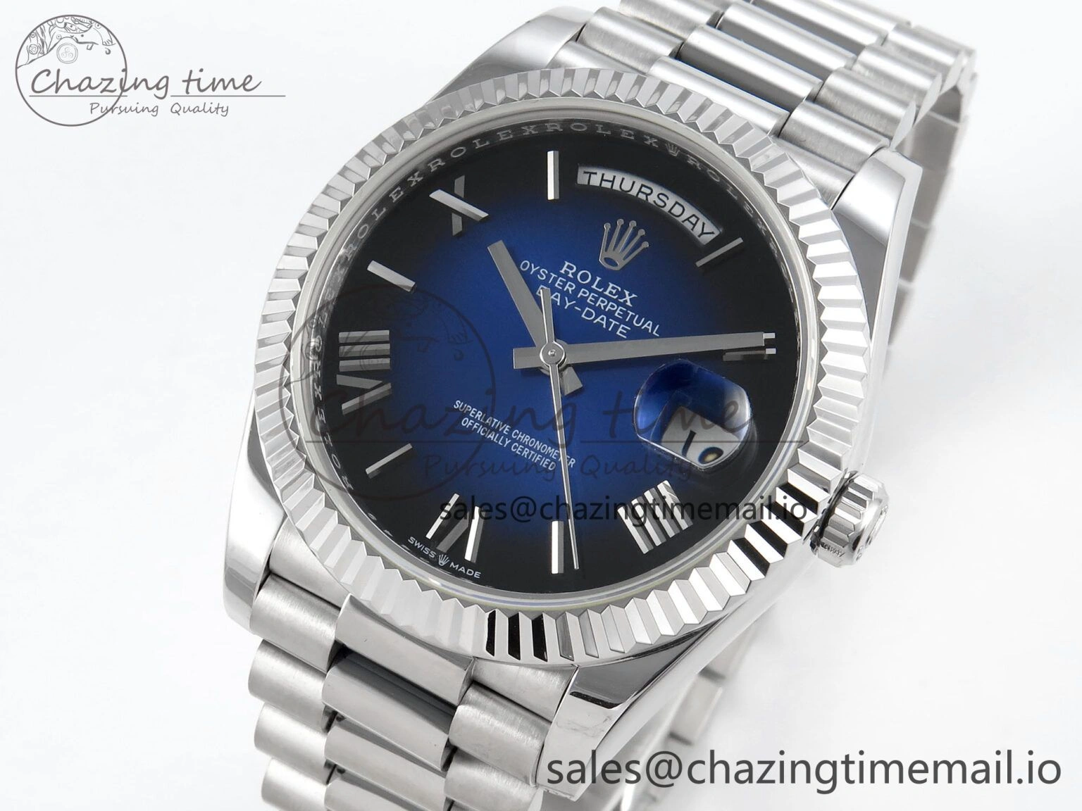Day Date 40 SS 228239 KF 1:1 Best Edition Blue Ombre Dial on President Bracelet VR3255 (Gain Weight)