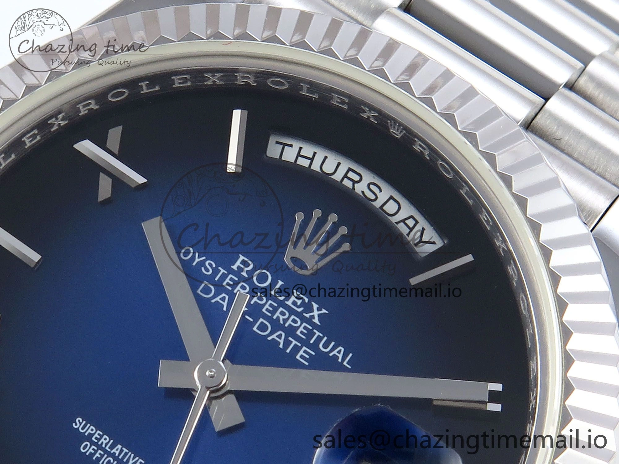 Day Date 40 SS 228239 KF 1:1 Best Edition Blue Ombre Dial on President Bracelet VR3255 (Gain Weight)