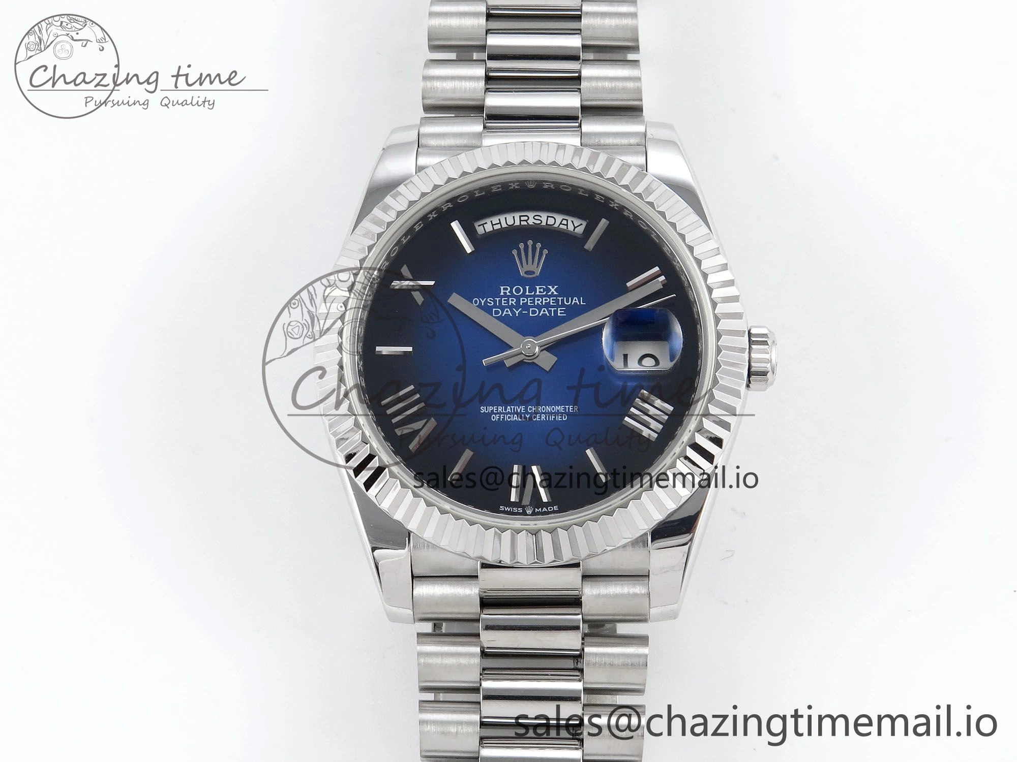 Day Date 40 SS 228239 KF 1:1 Best Edition Blue Ombre Dial on President Bracelet VR3255 (Gain Weight)