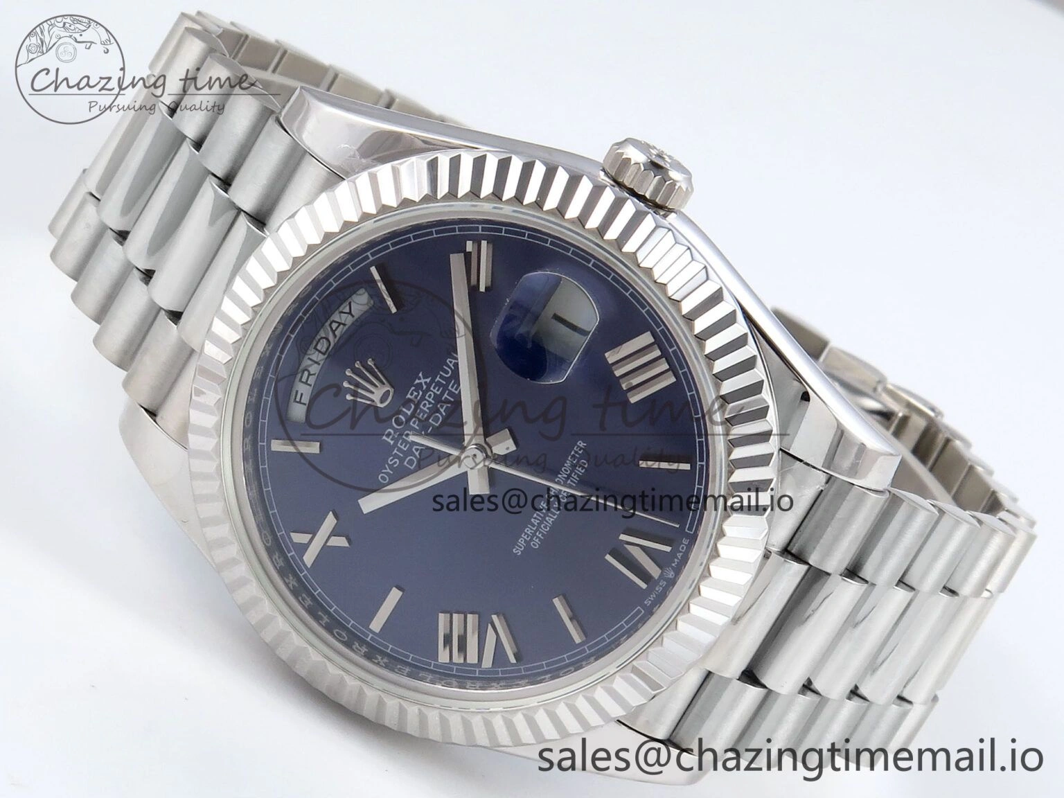 Day Date 40 SS 228239 KF 1:1 Best Edition Blue Roman Dial on President Bracelet VR3255 (Gain Weight)