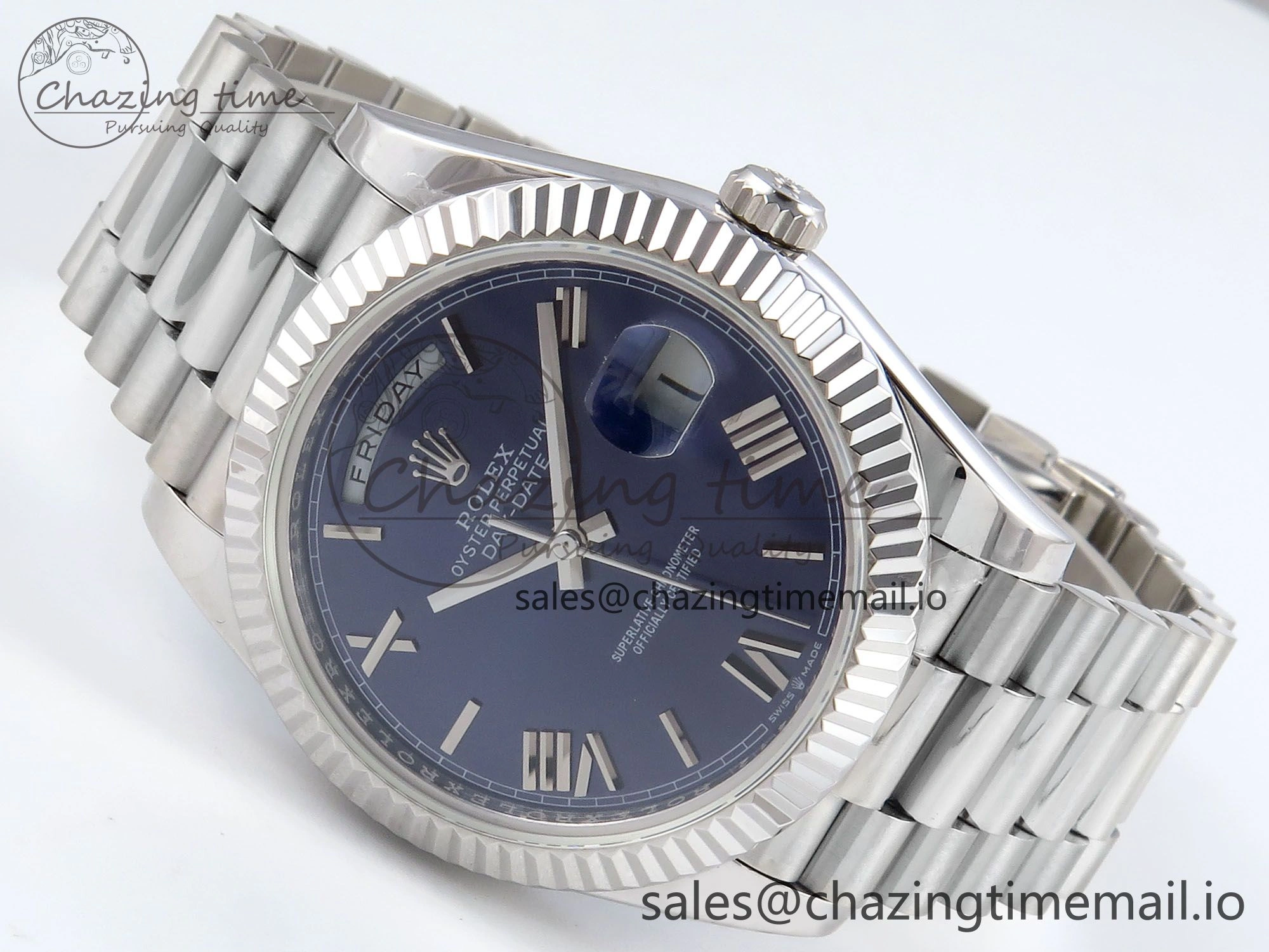 Day Date 40 SS 228239 KF 1:1 Best Edition Blue Roman Dial on President Bracelet VR3255 (Gain Weight)