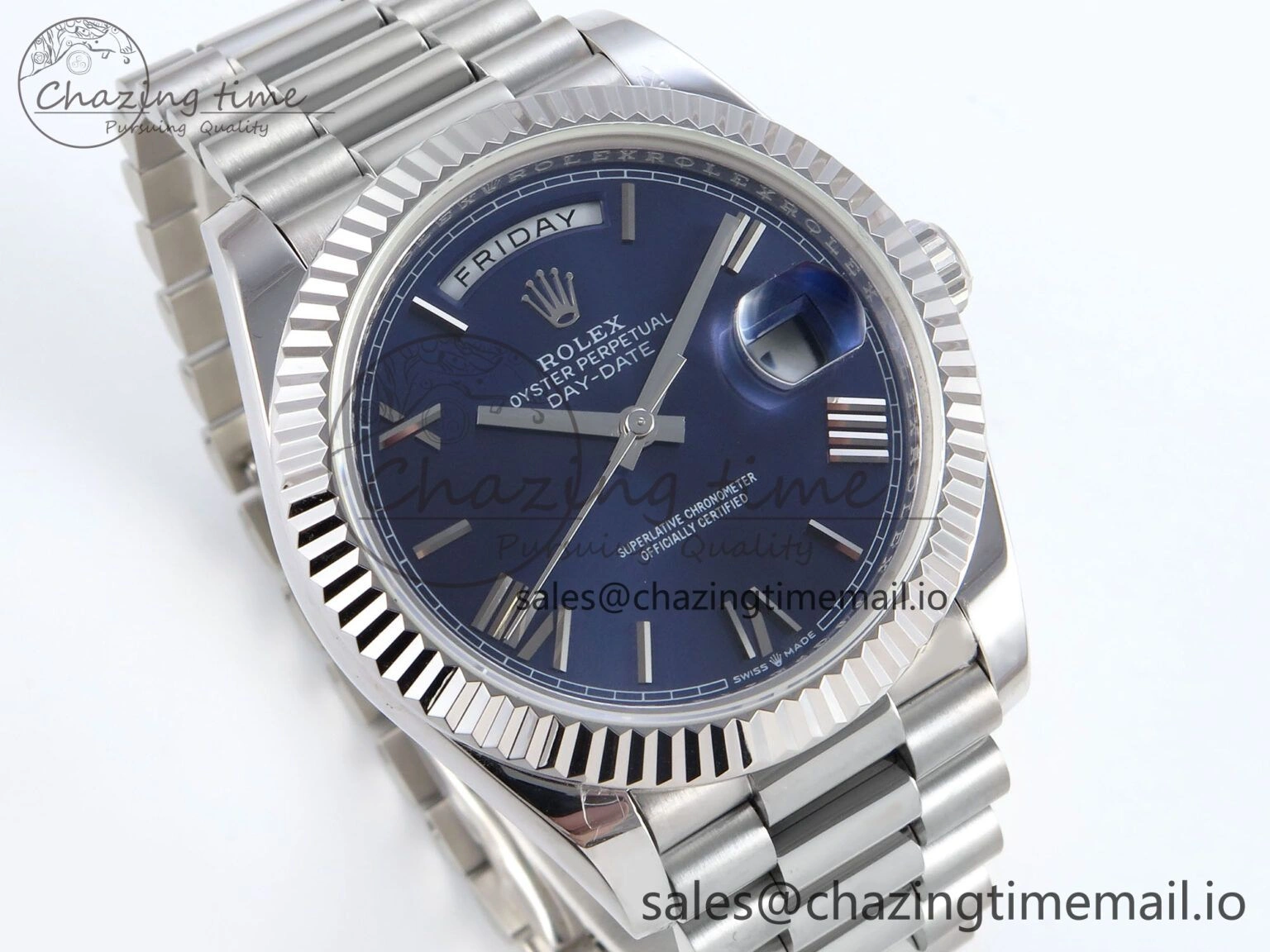 Day Date 40 SS 228239 KF 1:1 Best Edition Blue Roman Dial on President Bracelet VR3255 (Gain Weight)