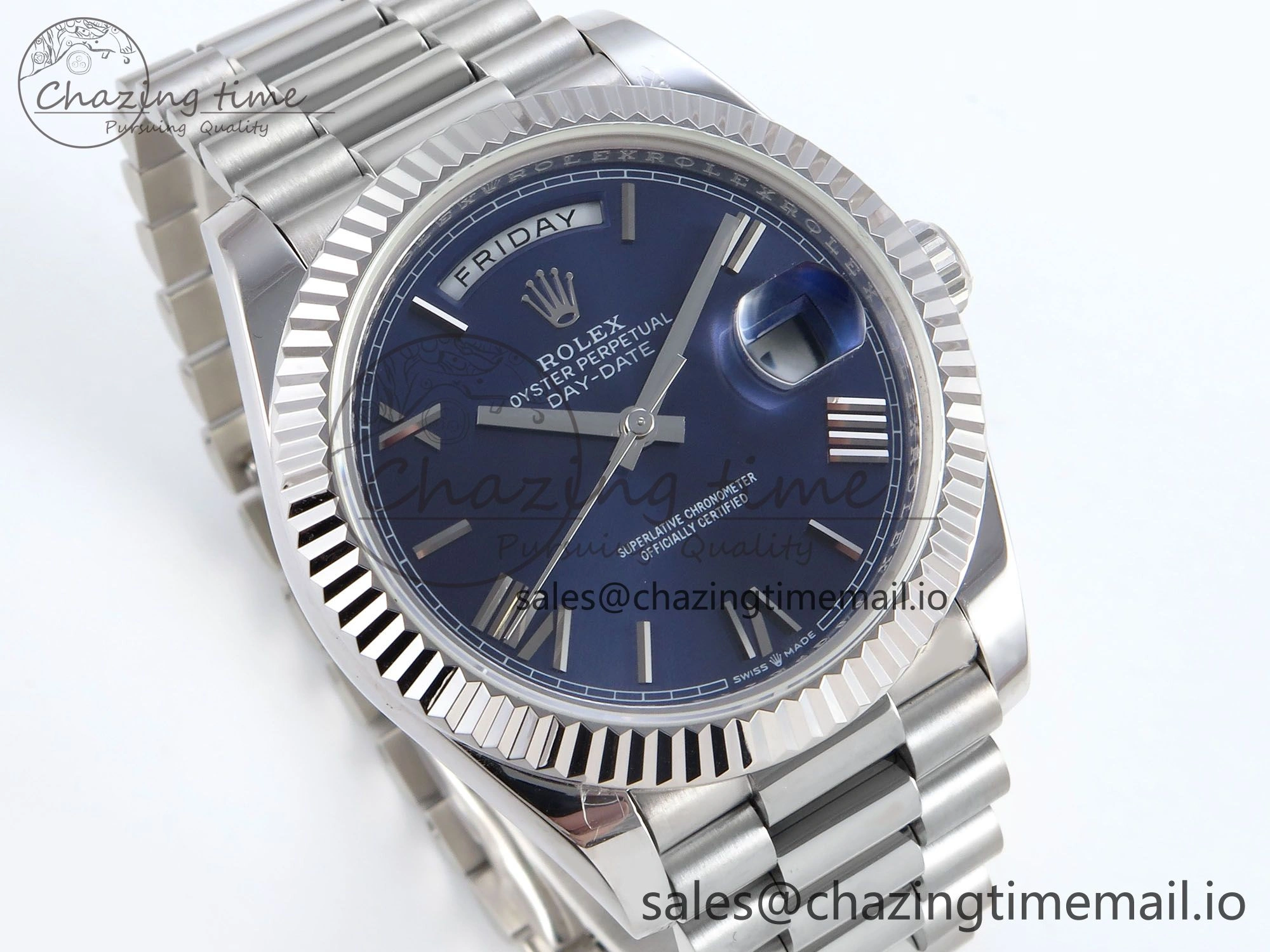 Day Date 40 SS 228239 KF 1:1 Best Edition Blue Roman Dial on President Bracelet VR3255 (Gain Weight)