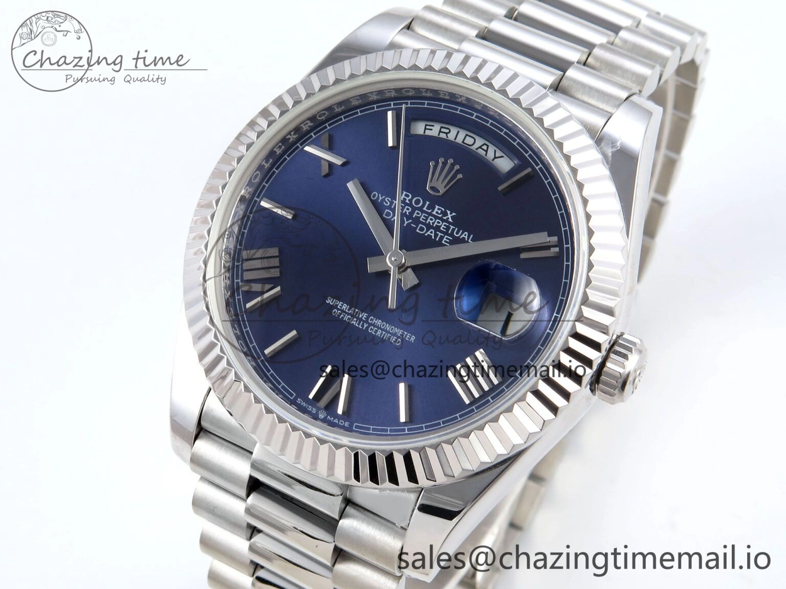 Day Date 40 SS 228239 KF 1:1 Best Edition Blue Roman Dial on President Bracelet VR3255 (Gain Weight)