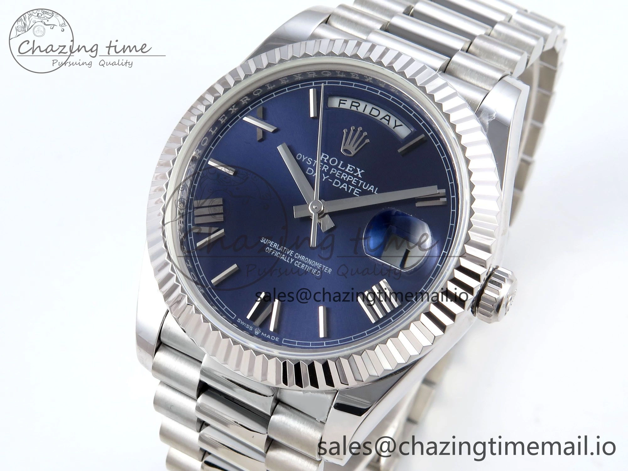 Day Date 40 SS 228239 KF 1:1 Best Edition Blue Roman Dial on President Bracelet VR3255 (Gain Weight)