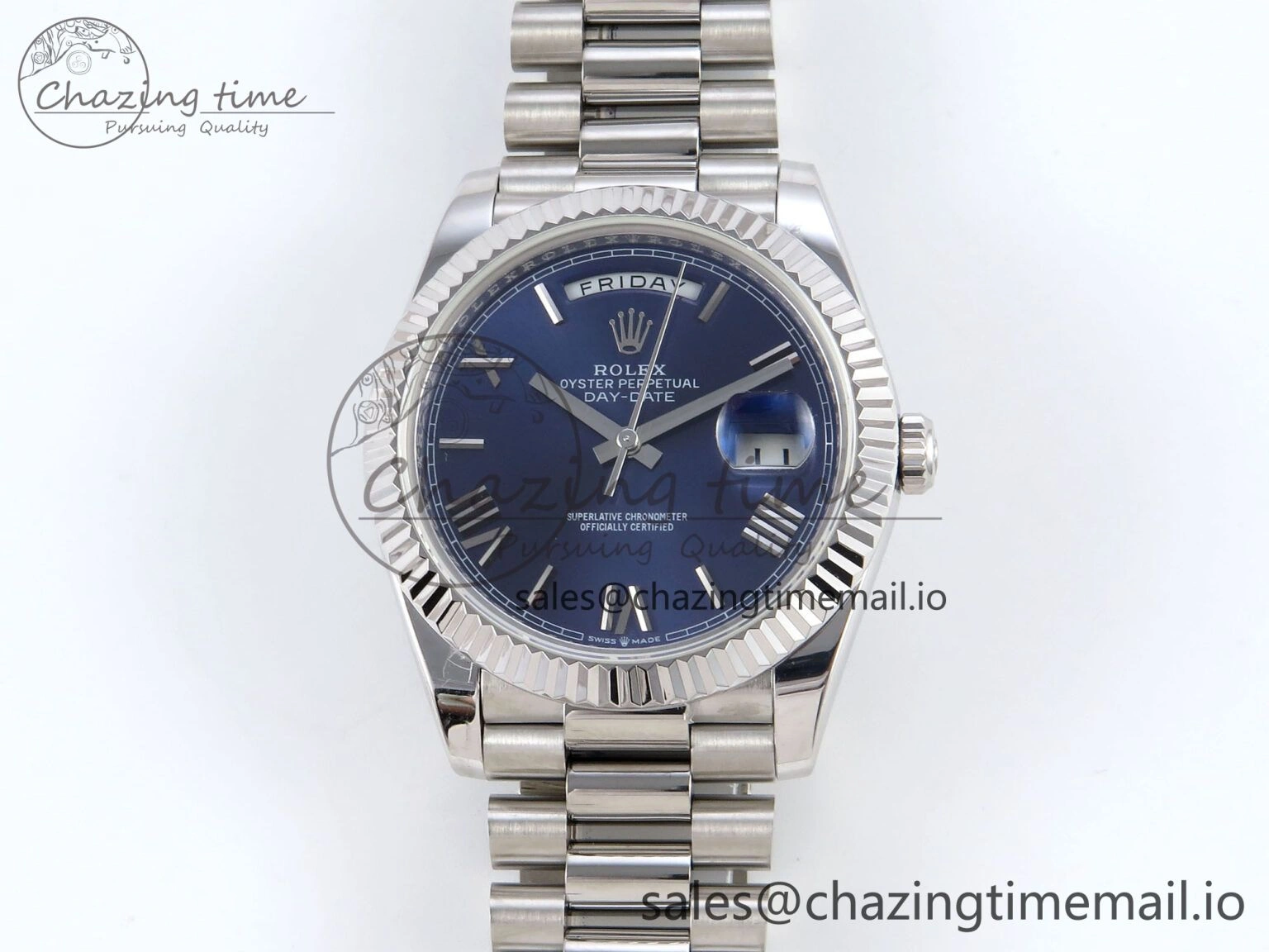 Day Date 40 SS 228239 KF 1:1 Best Edition Blue Roman Dial on President Bracelet VR3255 (Gain Weight)