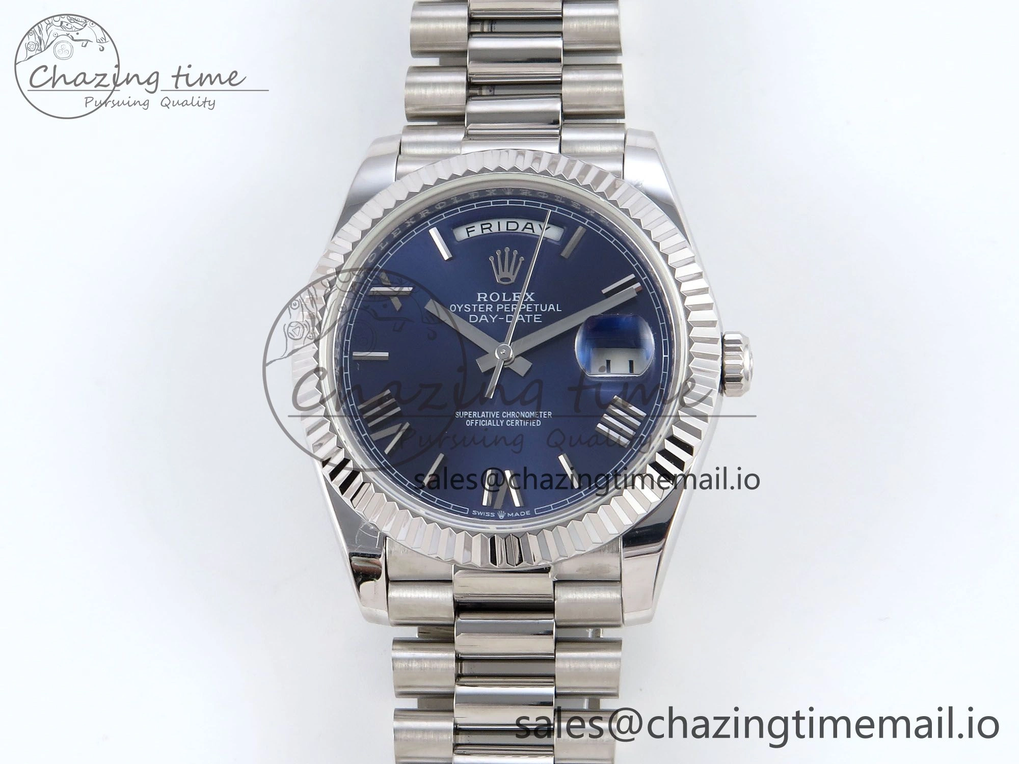 Day Date 40 SS 228239 KF 1:1 Best Edition Blue Roman Dial on President Bracelet VR3255 (Gain Weight)
