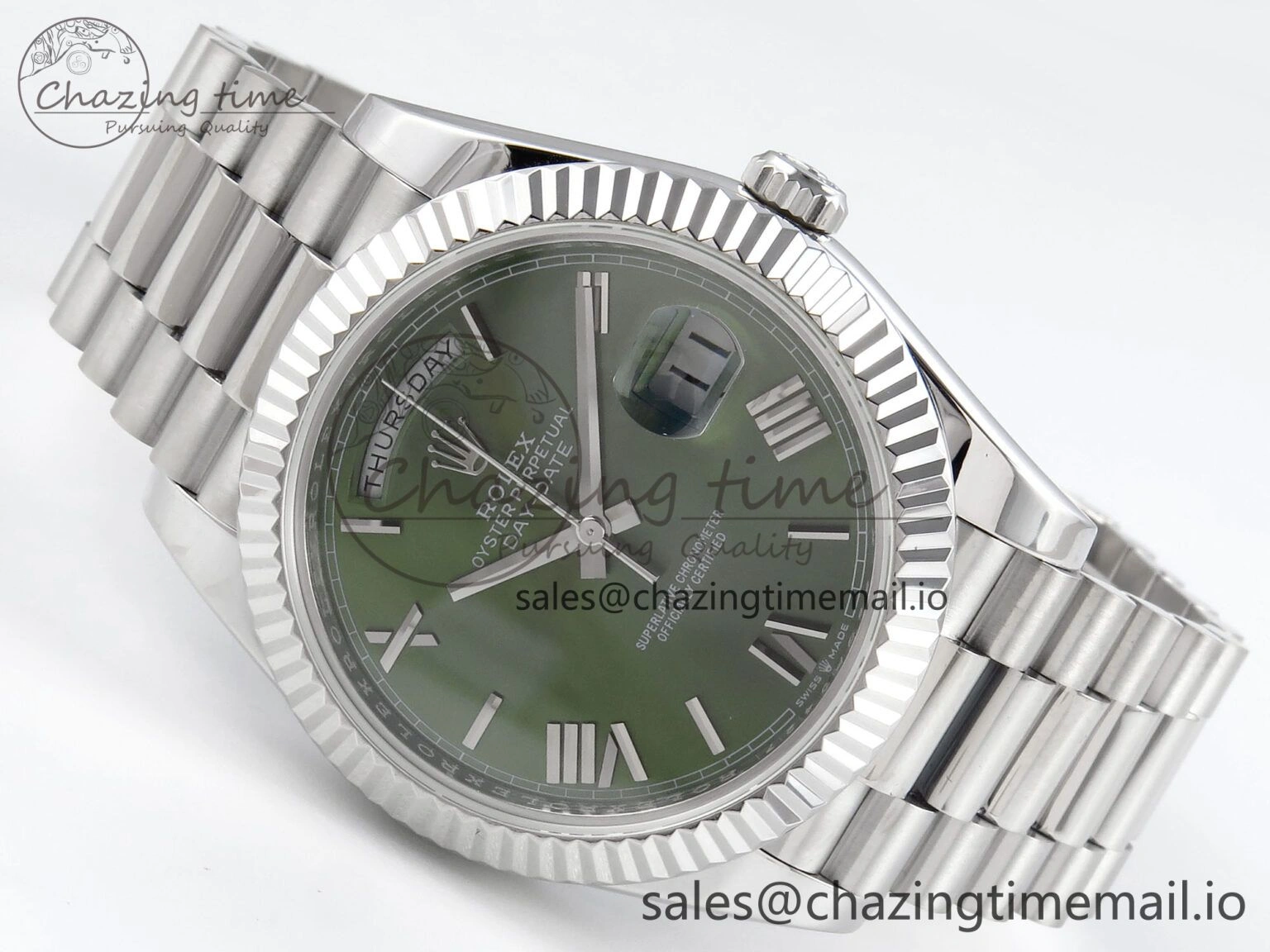 Day Date 40 SS 228239 KF 1:1 Best Edition Green Roman Dial on President Bracelet VR3255 (Gain Weight)