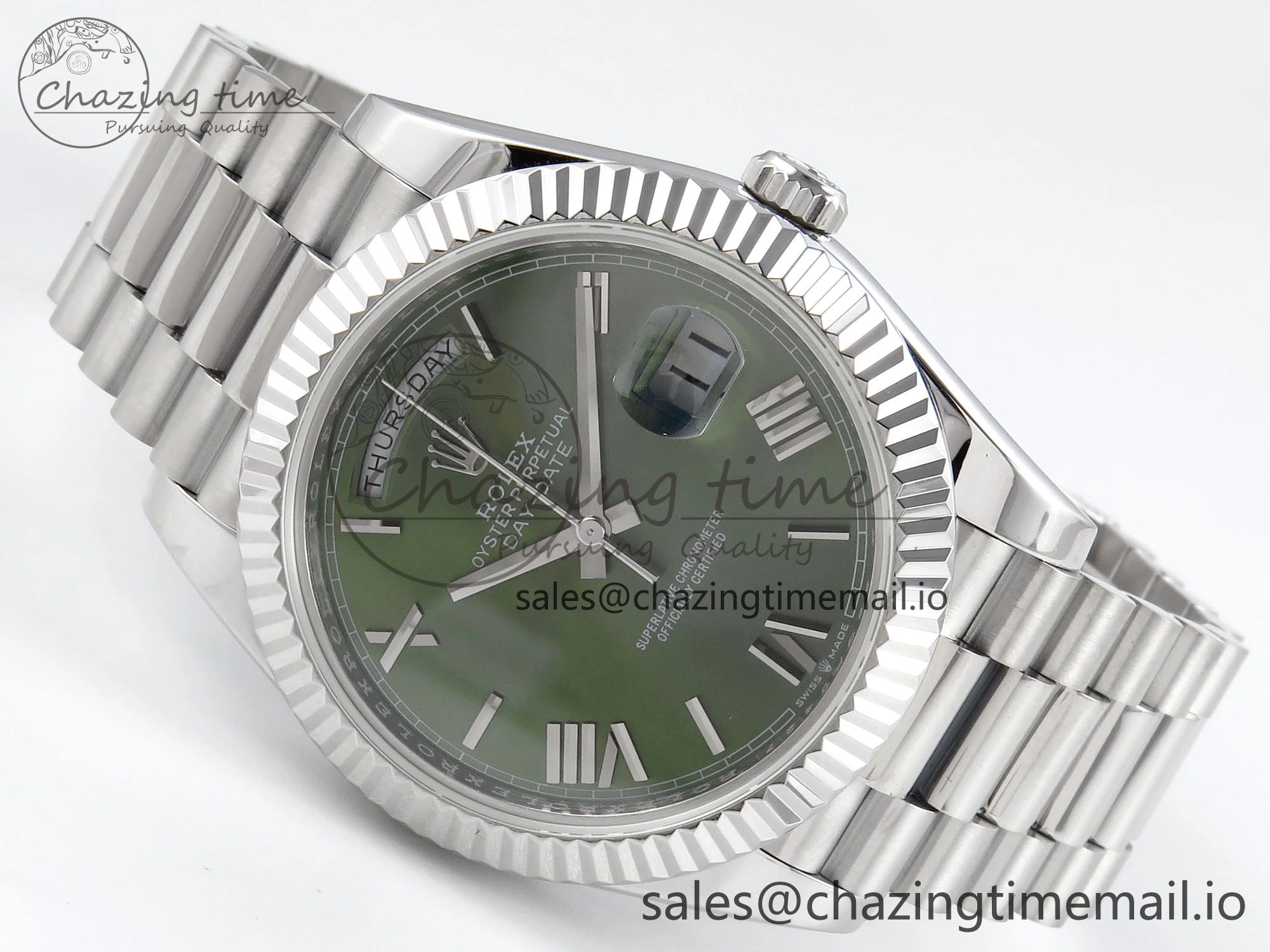 Day Date 40 SS 228239 KF 1:1 Best Edition Green Roman Dial on President Bracelet VR3255 (Gain Weight)
