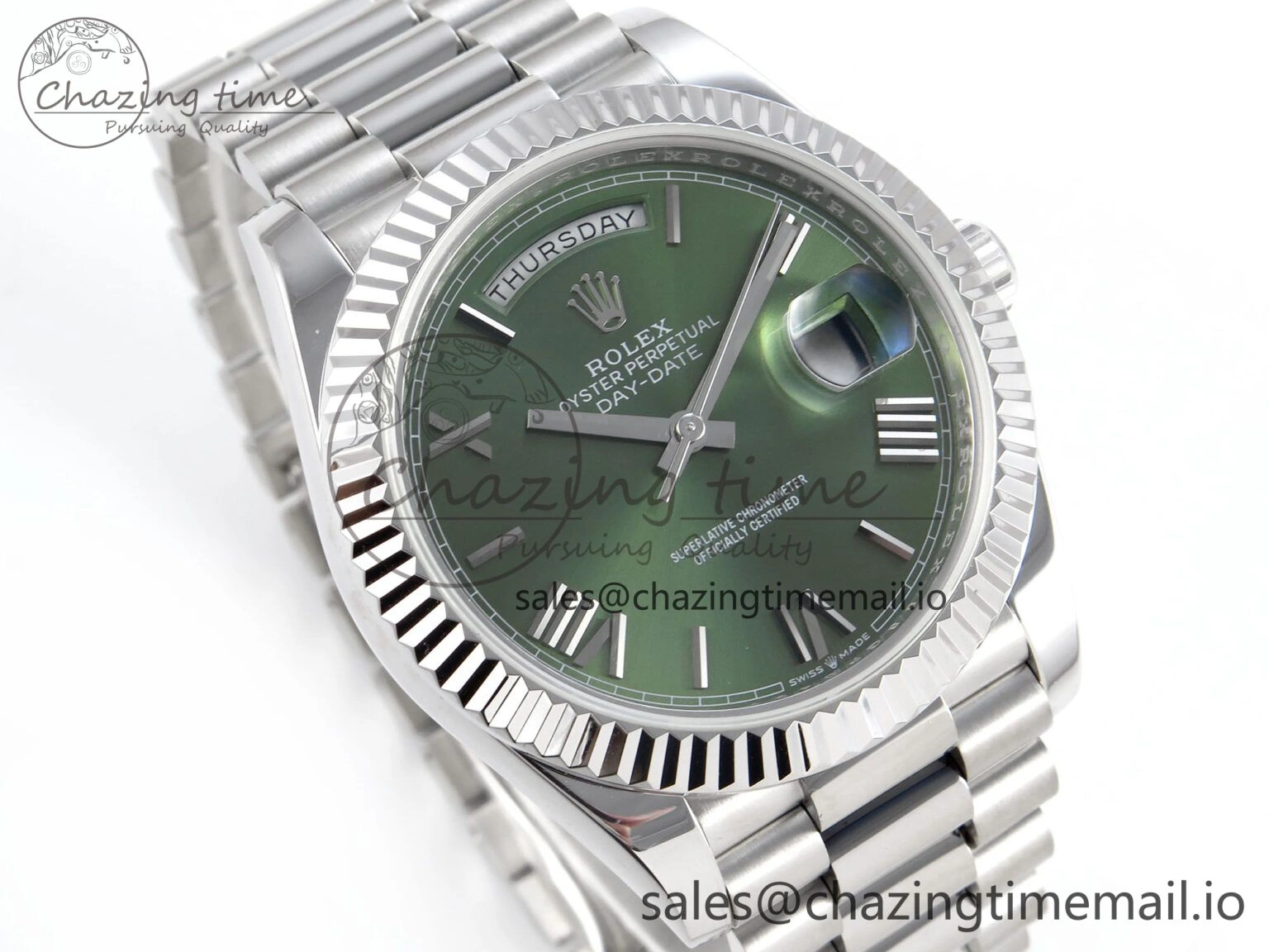 Day Date 40 SS 228239 KF 1:1 Best Edition Green Roman Dial on President Bracelet VR3255 (Gain Weight)