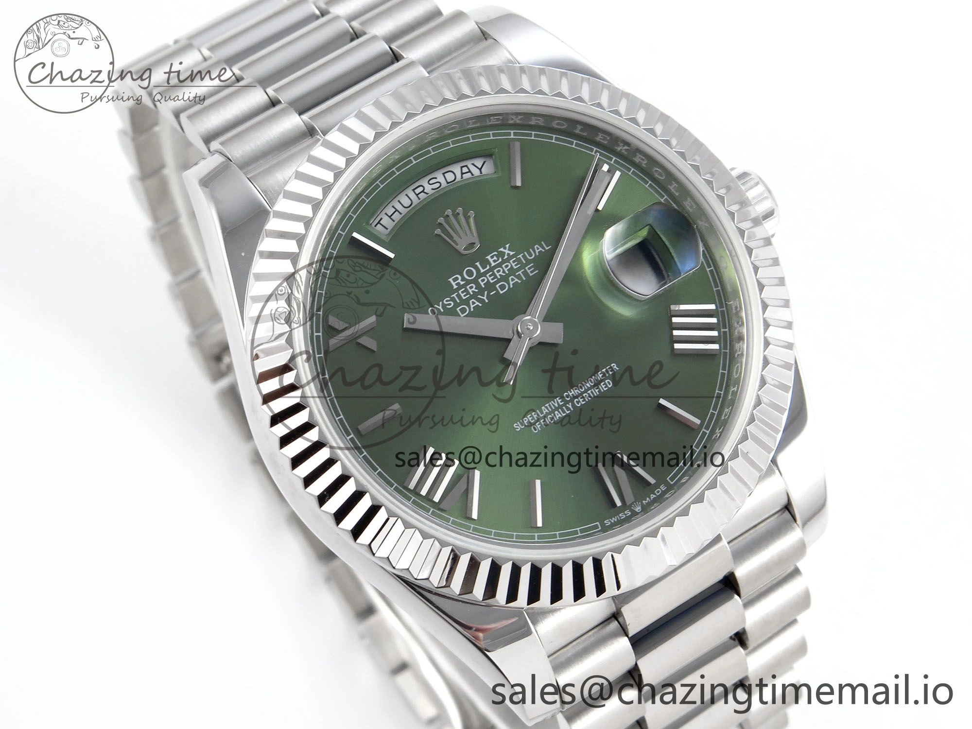 Day Date 40 SS 228239 KF 1:1 Best Edition Green Roman Dial on President Bracelet VR3255 (Gain Weight)