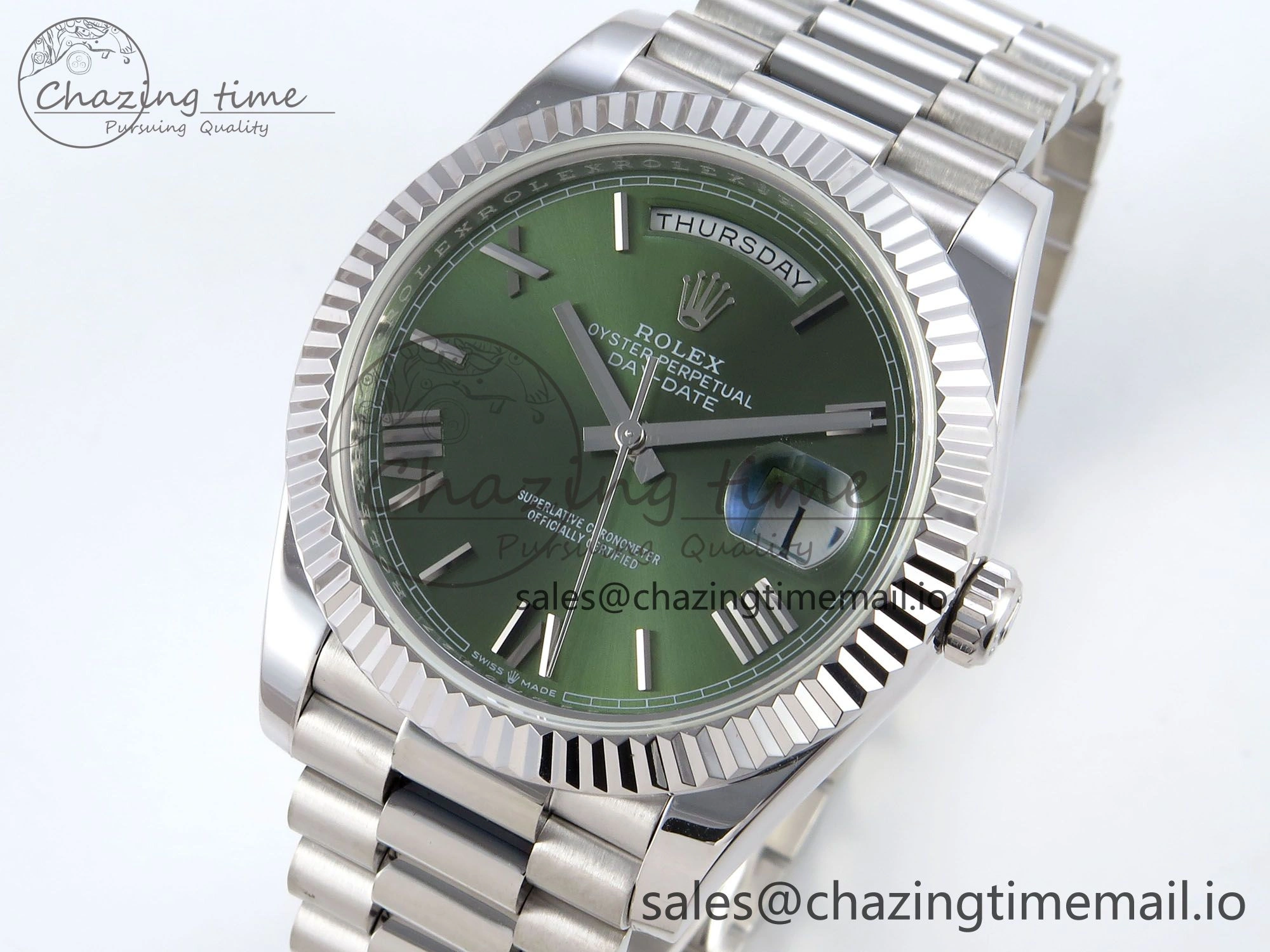 Day Date 40 SS 228239 KF 1:1 Best Edition Green Roman Dial on President Bracelet VR3255 (Gain Weight)