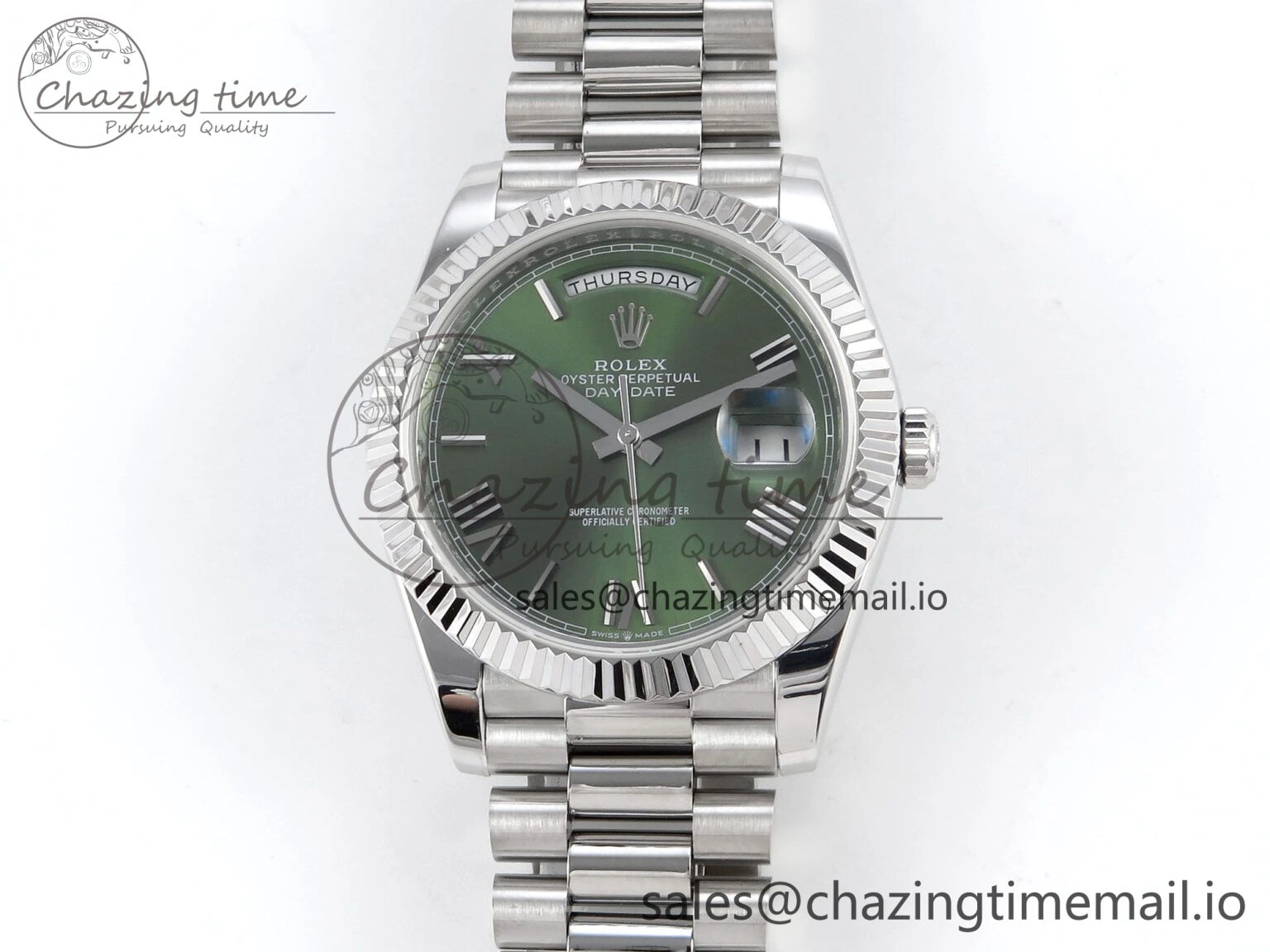 Day Date 40 SS 228239 KF 1:1 Best Edition Green Roman Dial on President Bracelet VR3255 (Gain Weight)