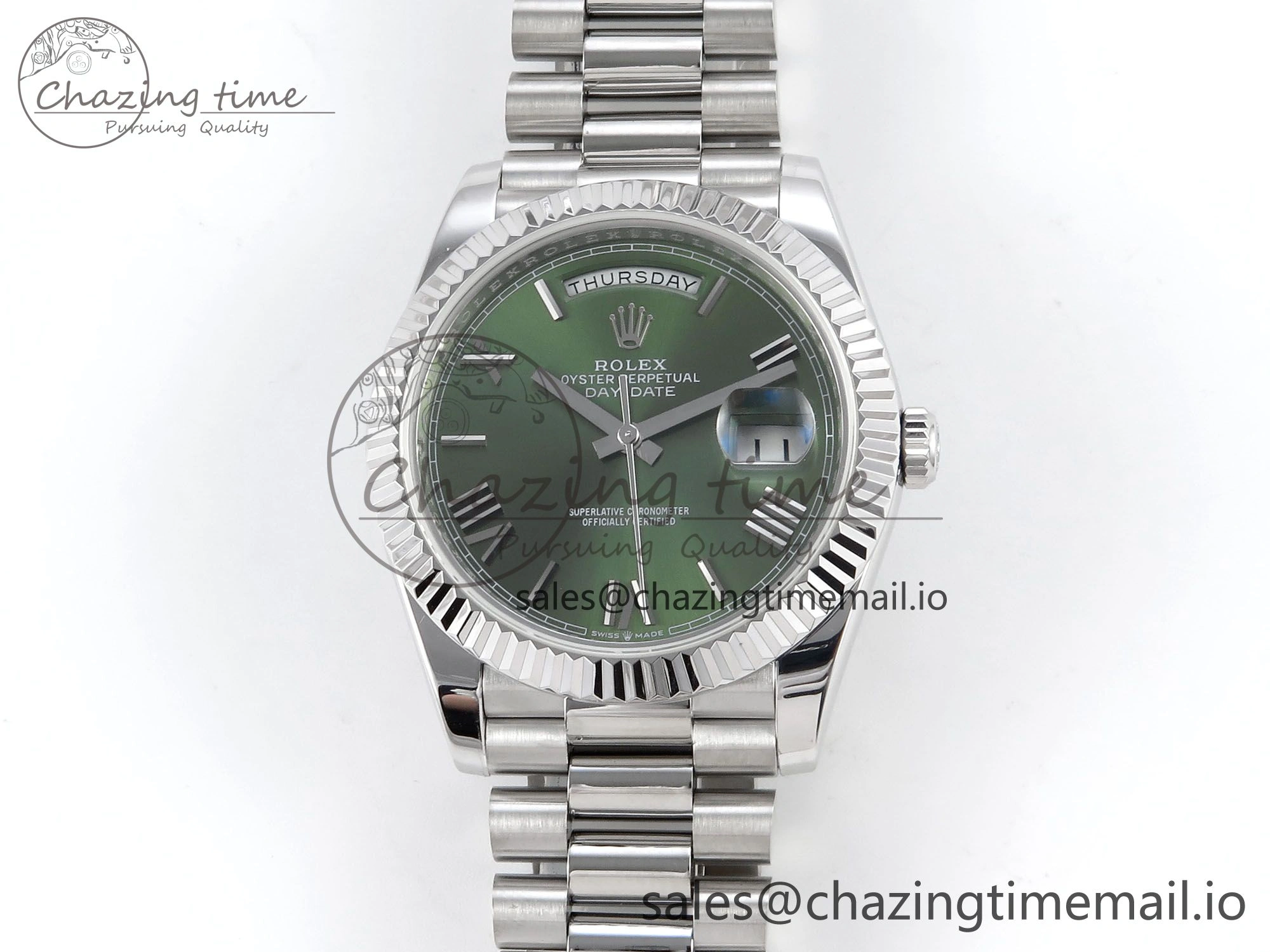 Day Date 40 SS 228239 KF 1:1 Best Edition Green Roman Dial on President Bracelet VR3255 (Gain Weight)