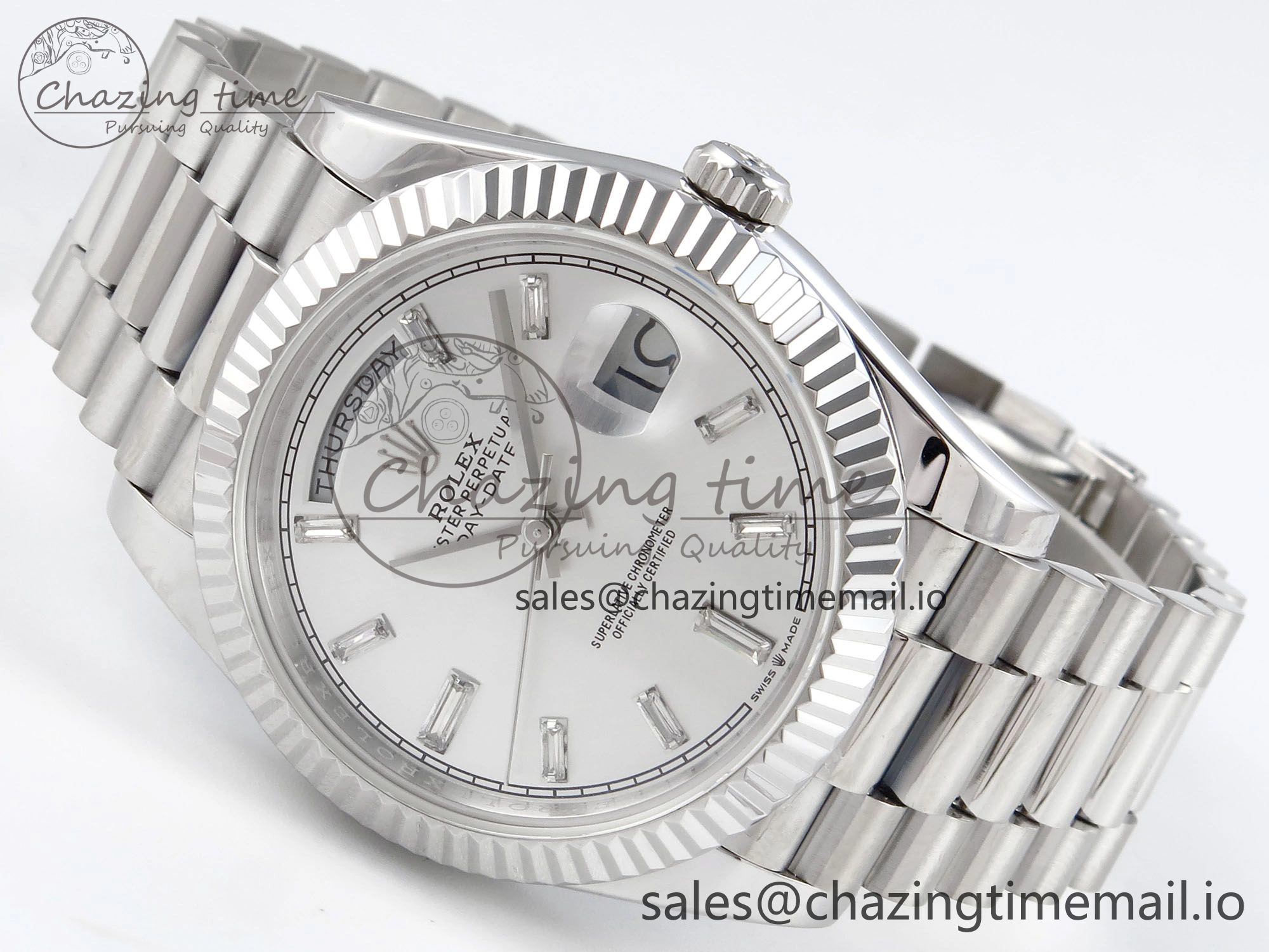 Day Date 40 SS 228239 KF 1:1 Best Edition Silver Crystal Dial on President Bracelet VR3255 (Gain Weight)