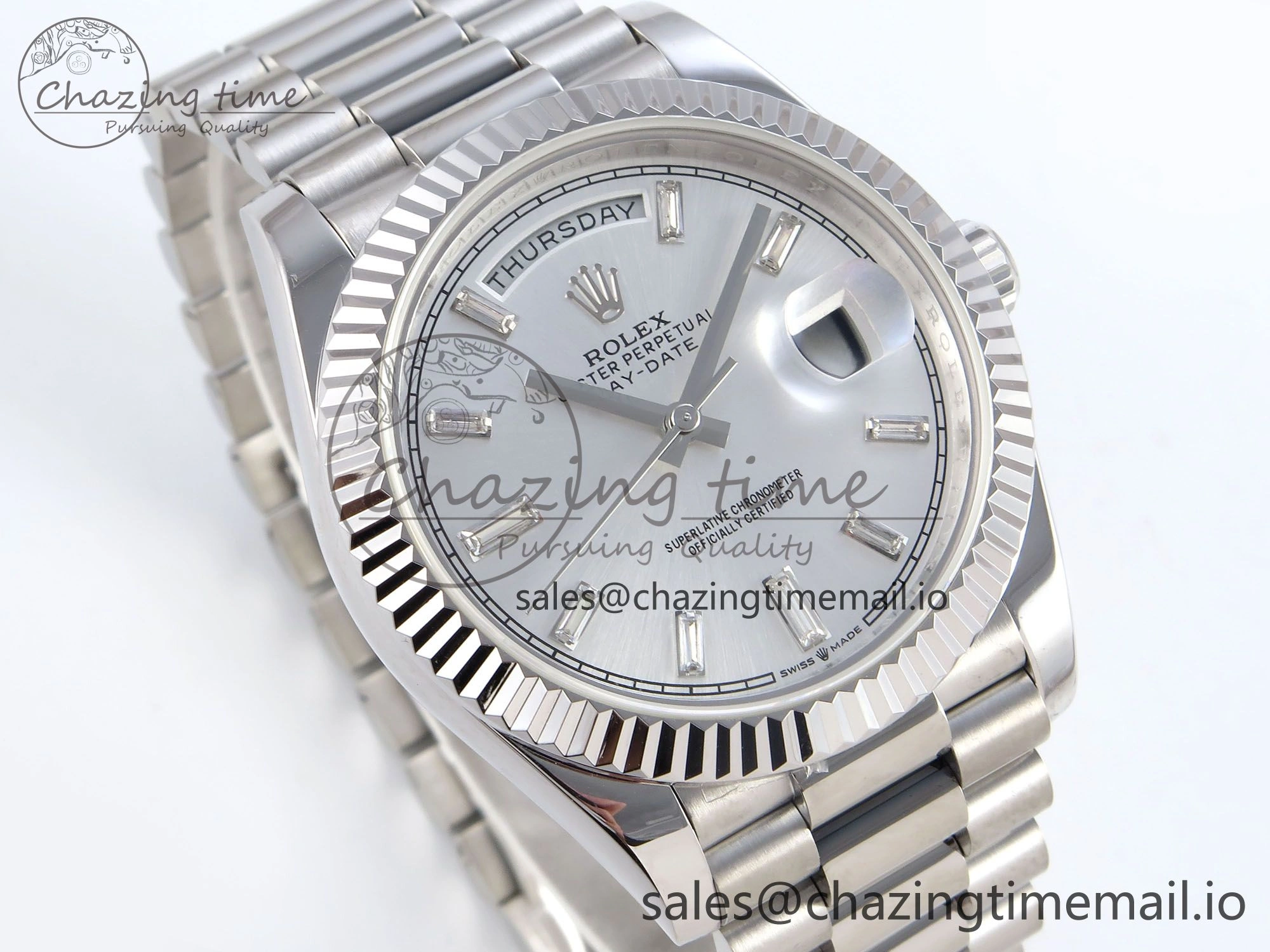Day Date 40 SS 228239 KF 1:1 Best Edition Silver Crystal Dial on President Bracelet VR3255 (Gain Weight)