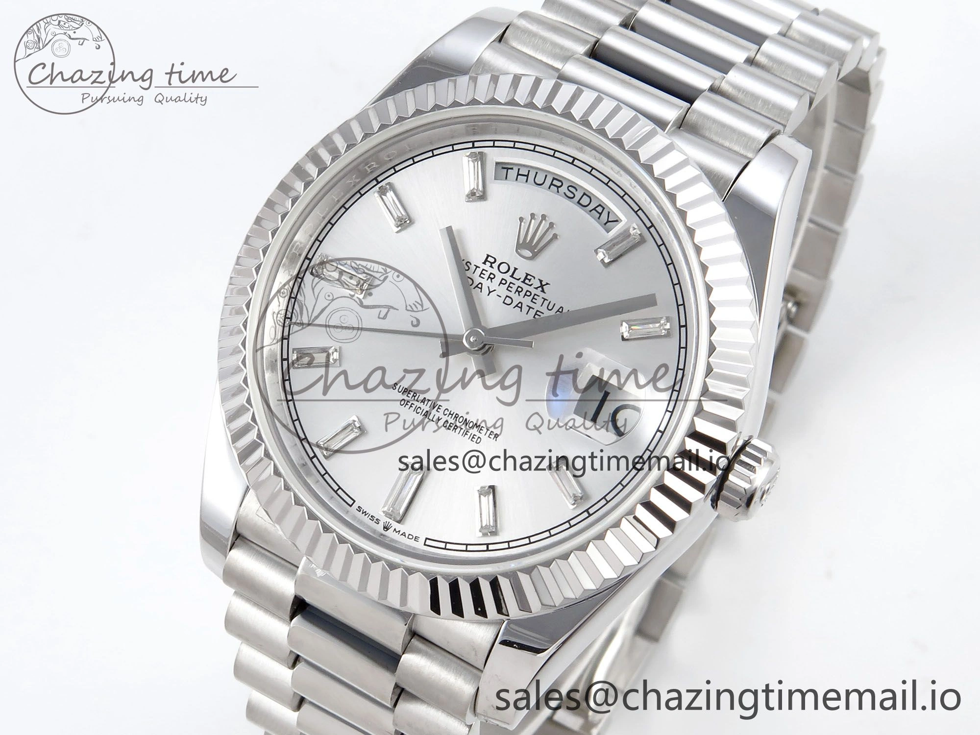 Day Date 40 SS 228239 KF 1:1 Best Edition Silver Crystal Dial on President Bracelet VR3255 (Gain Weight)