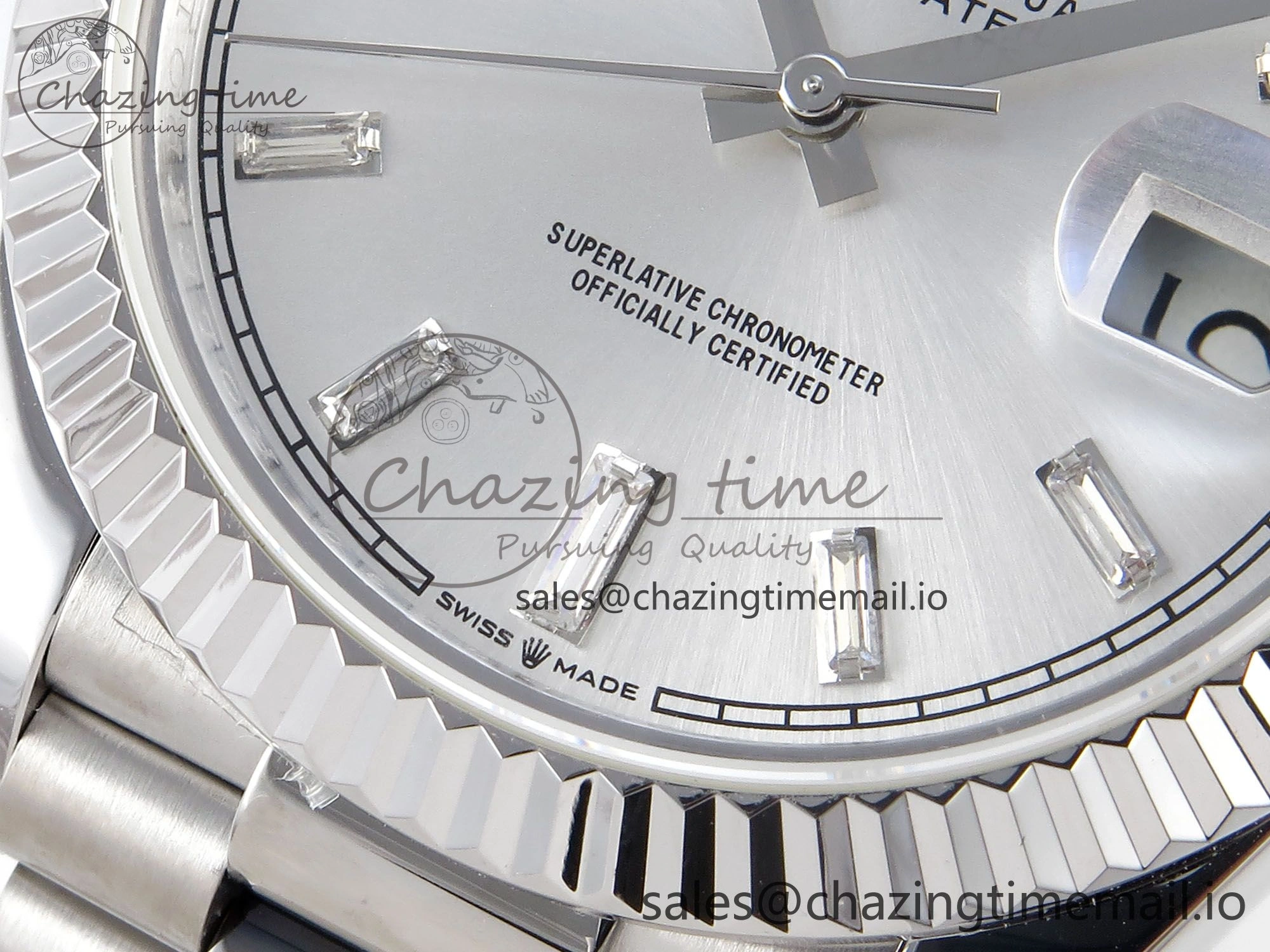 Day Date 40 SS 228239 KF 1:1 Best Edition Silver Crystal Dial on President Bracelet VR3255 (Gain Weight)