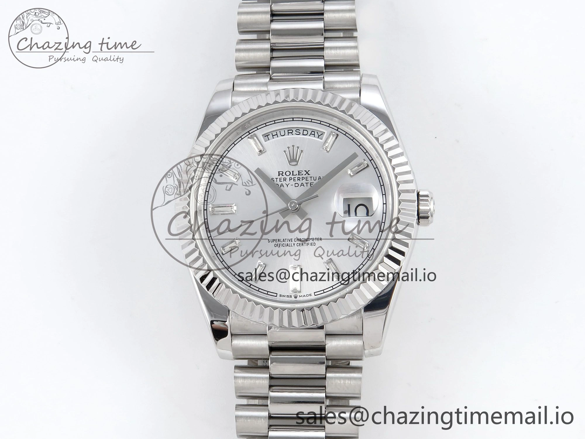 Day Date 40 SS 228239 KF 1:1 Best Edition Silver Crystal Dial on President Bracelet VR3255 (Gain Weight)