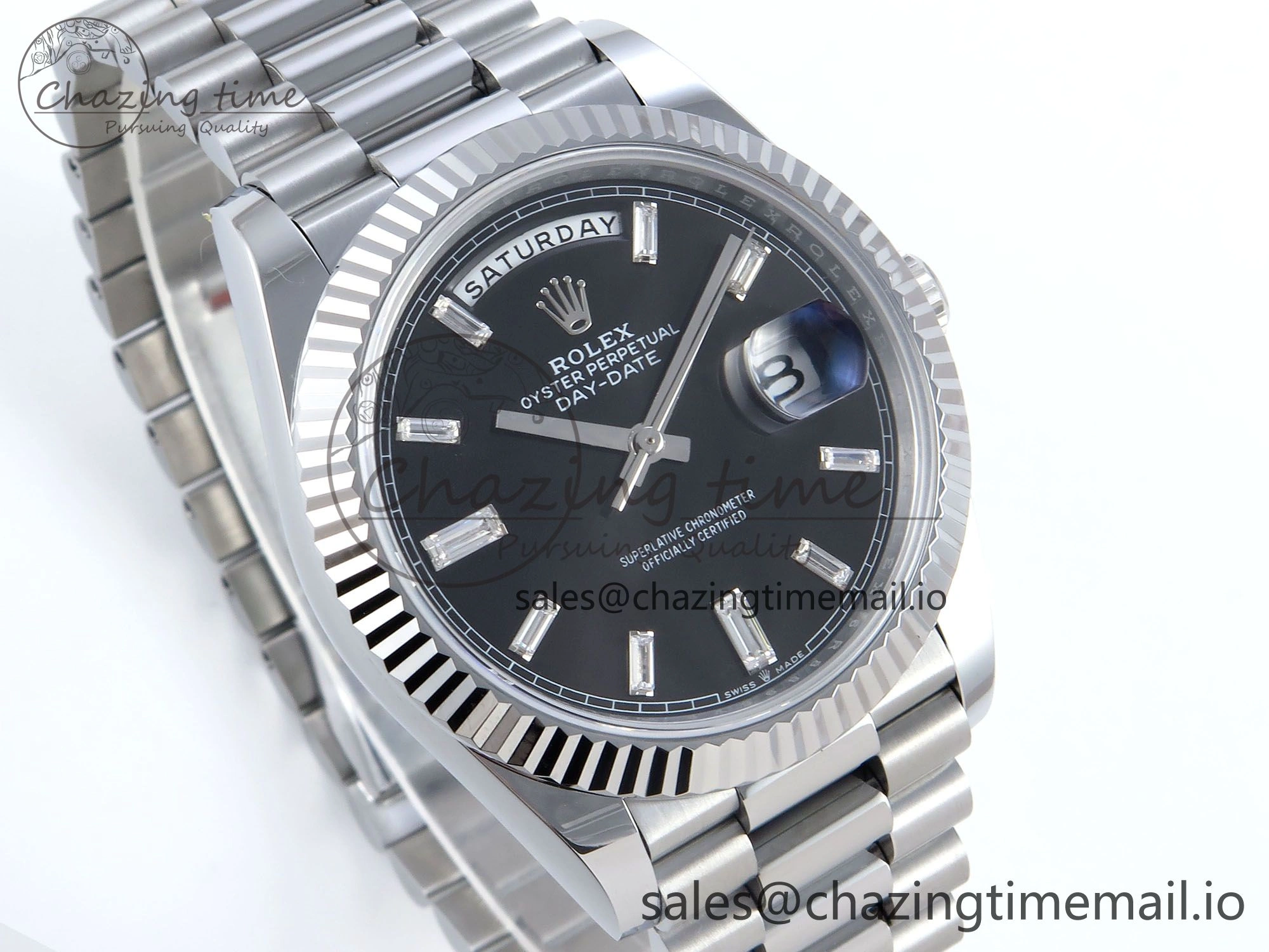Day Date 40 SS 228239 Noob 1:1 Best Edition Black Crystal Dial on President Bracelet A2836 (Gain Weight)