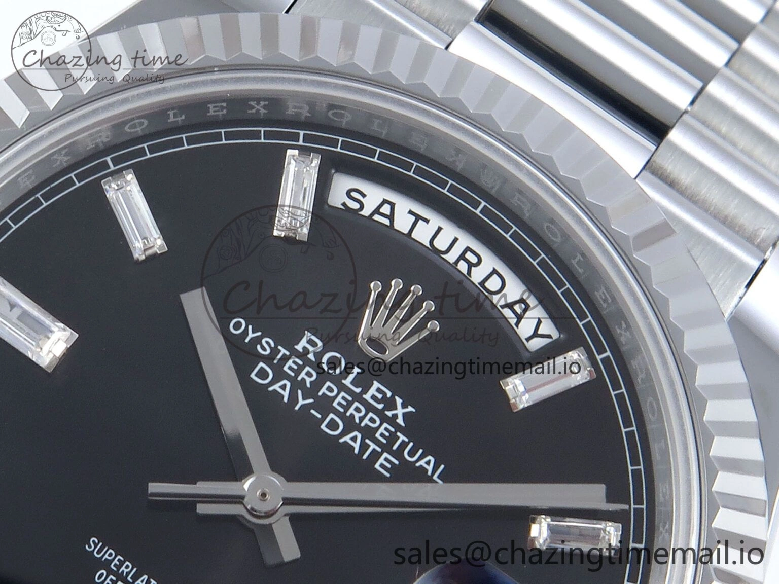 Day Date 40 SS 228239 Noob 1:1 Best Edition Black Crystal Dial on President Bracelet A2836 (Gain Weight)