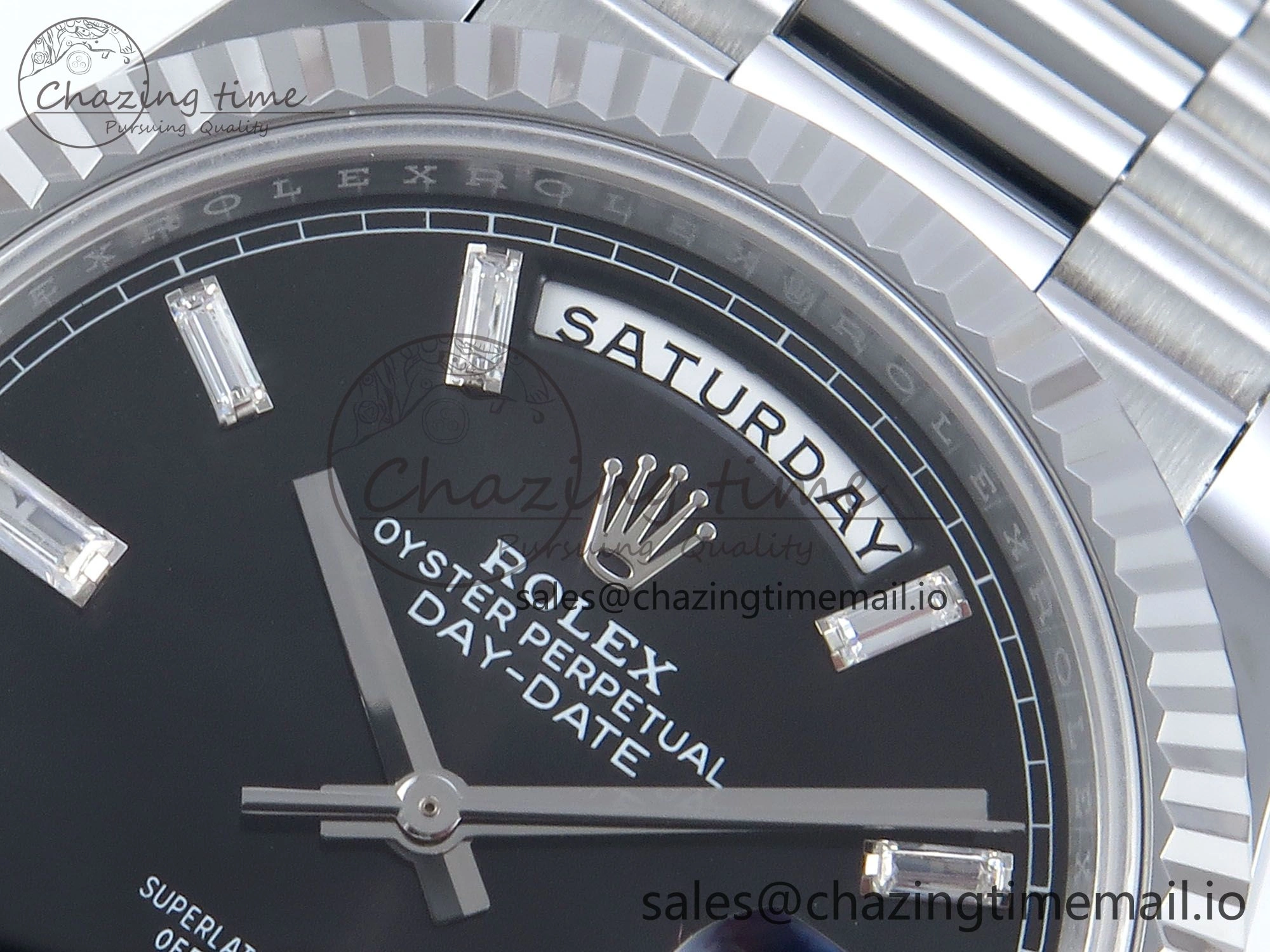 Day Date 40 SS 228239 Noob 1:1 Best Edition Black Crystal Dial on President Bracelet A2836 (Gain Weight)