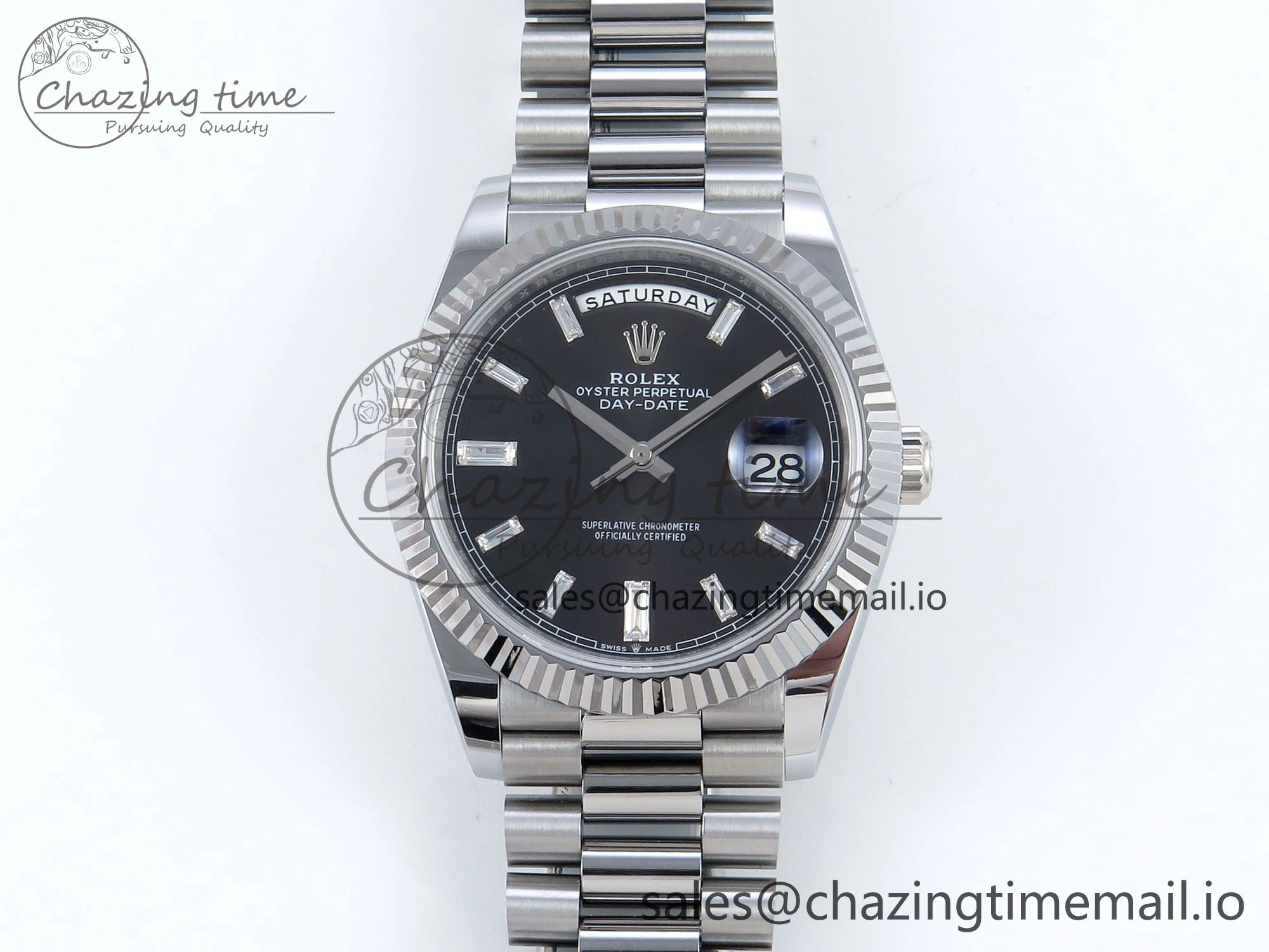 Day Date 40 SS 228239 Noob 1:1 Best Edition Black Crystal Dial on President Bracelet A2836 (Gain Weight)
