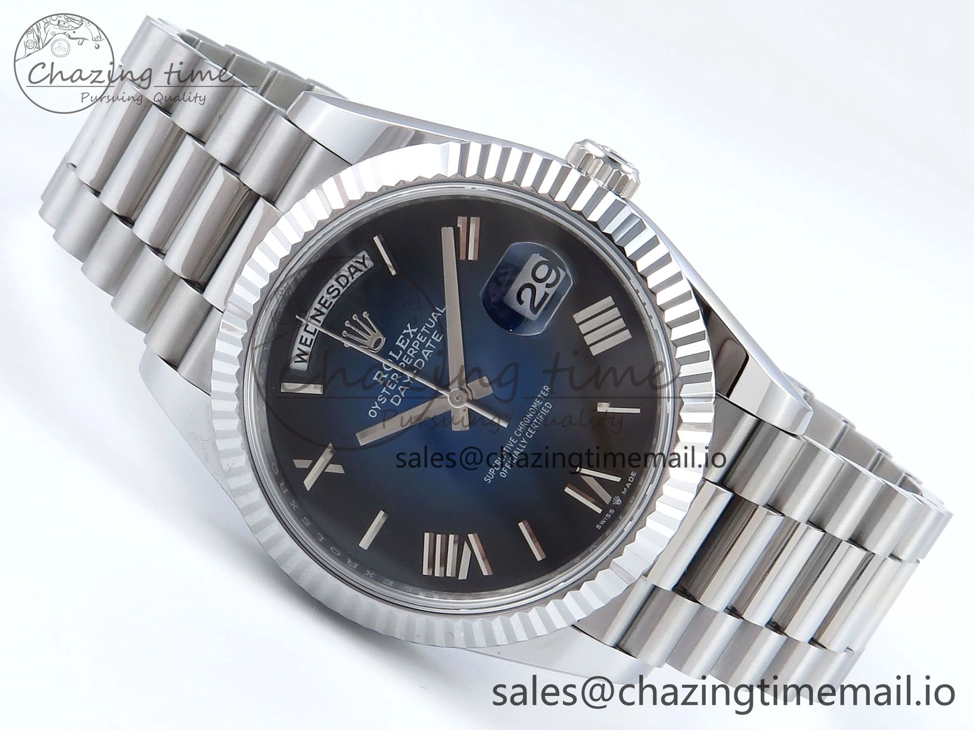 Day Date 40 SS 228239 Noob 1:1 Best Edition Blue Ombre Roman Dial on President Bracelet A2836 (Gain Weight)