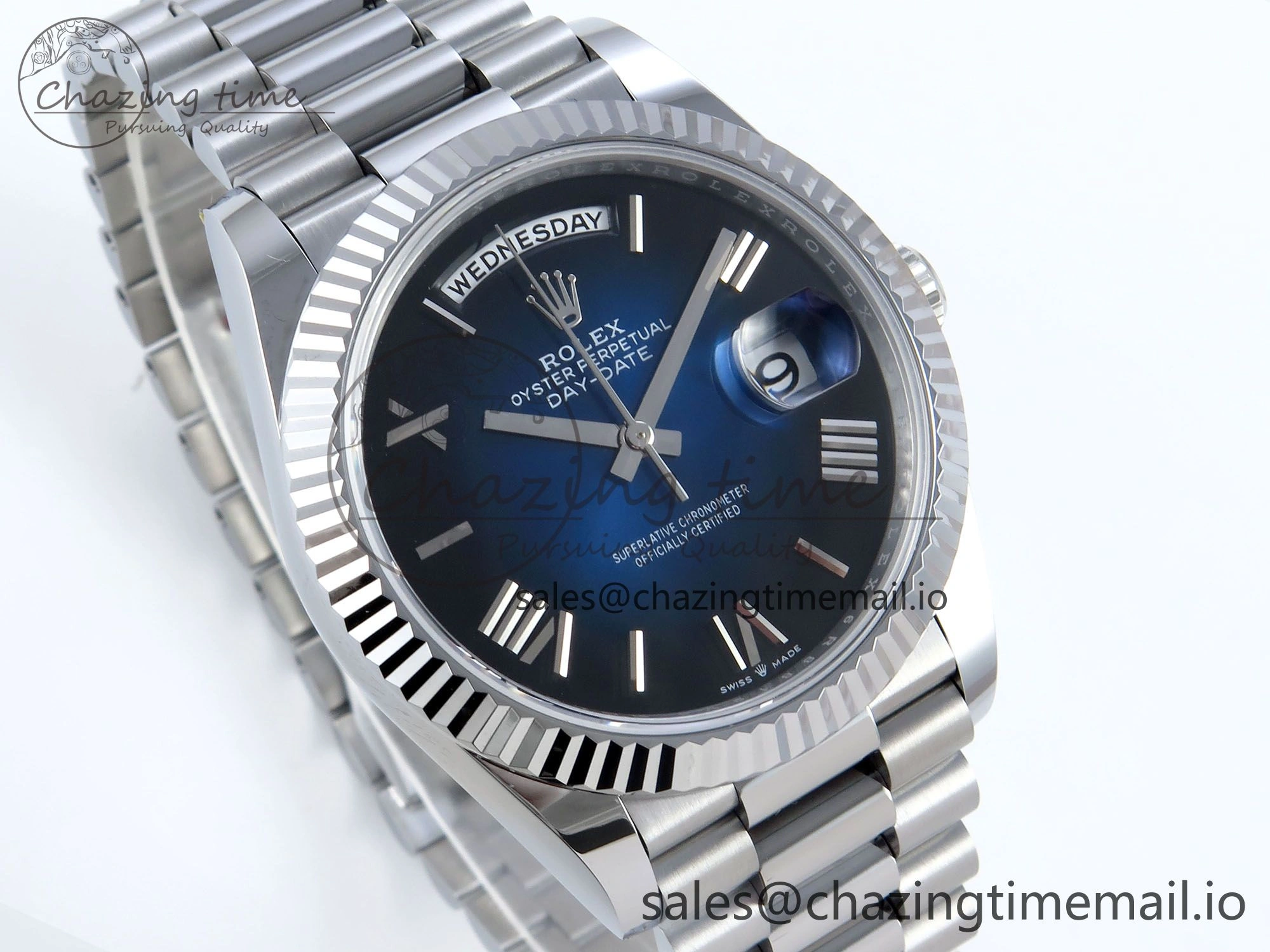 Day Date 40 SS 228239 Noob 1:1 Best Edition Blue Ombre Roman Dial on President Bracelet A2836 (Gain Weight)