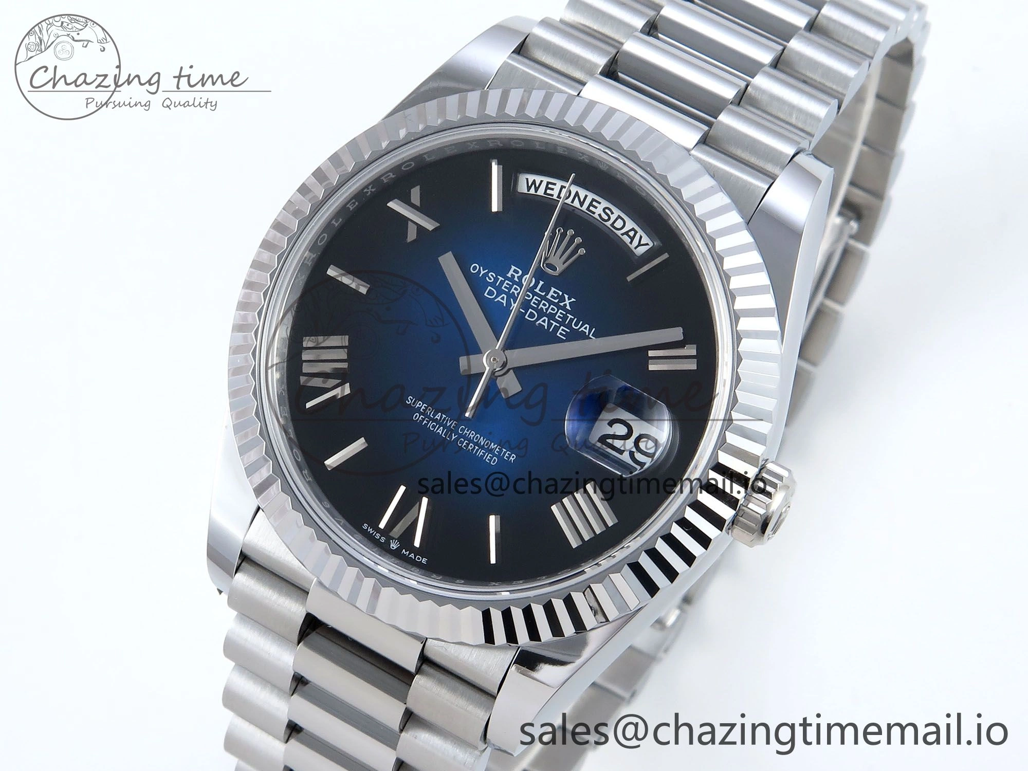 Day Date 40 SS 228239 Noob 1:1 Best Edition Blue Ombre Roman Dial on President Bracelet A2836 (Gain Weight)