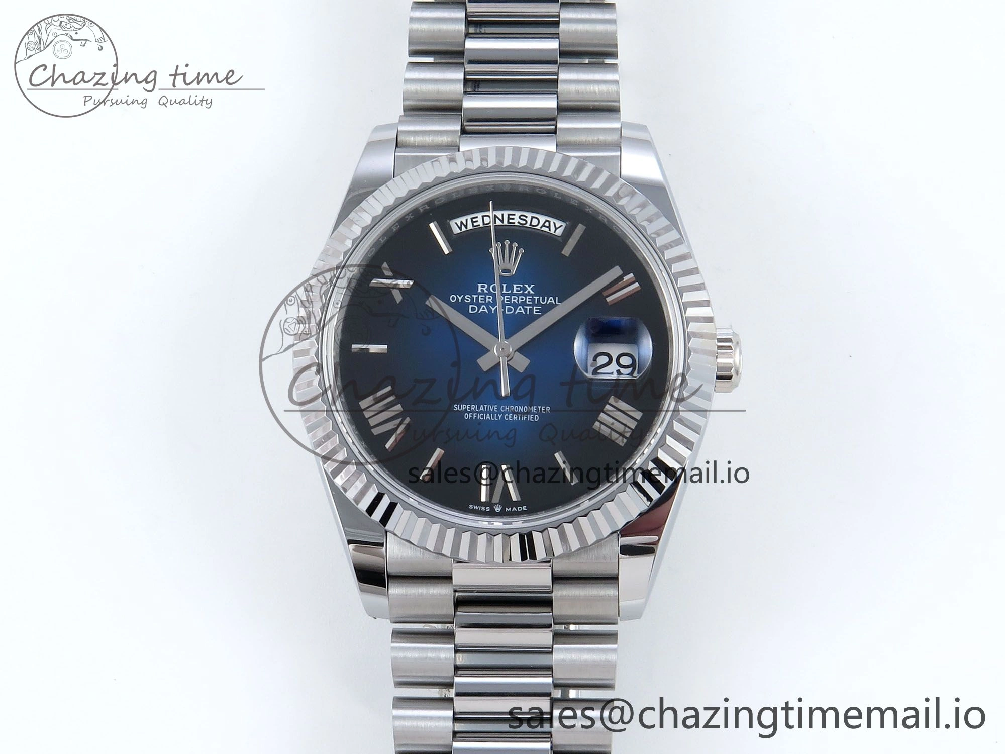 Day Date 40 SS 228239 Noob 1:1 Best Edition Blue Ombre Roman Dial on President Bracelet A2836 (Gain Weight)