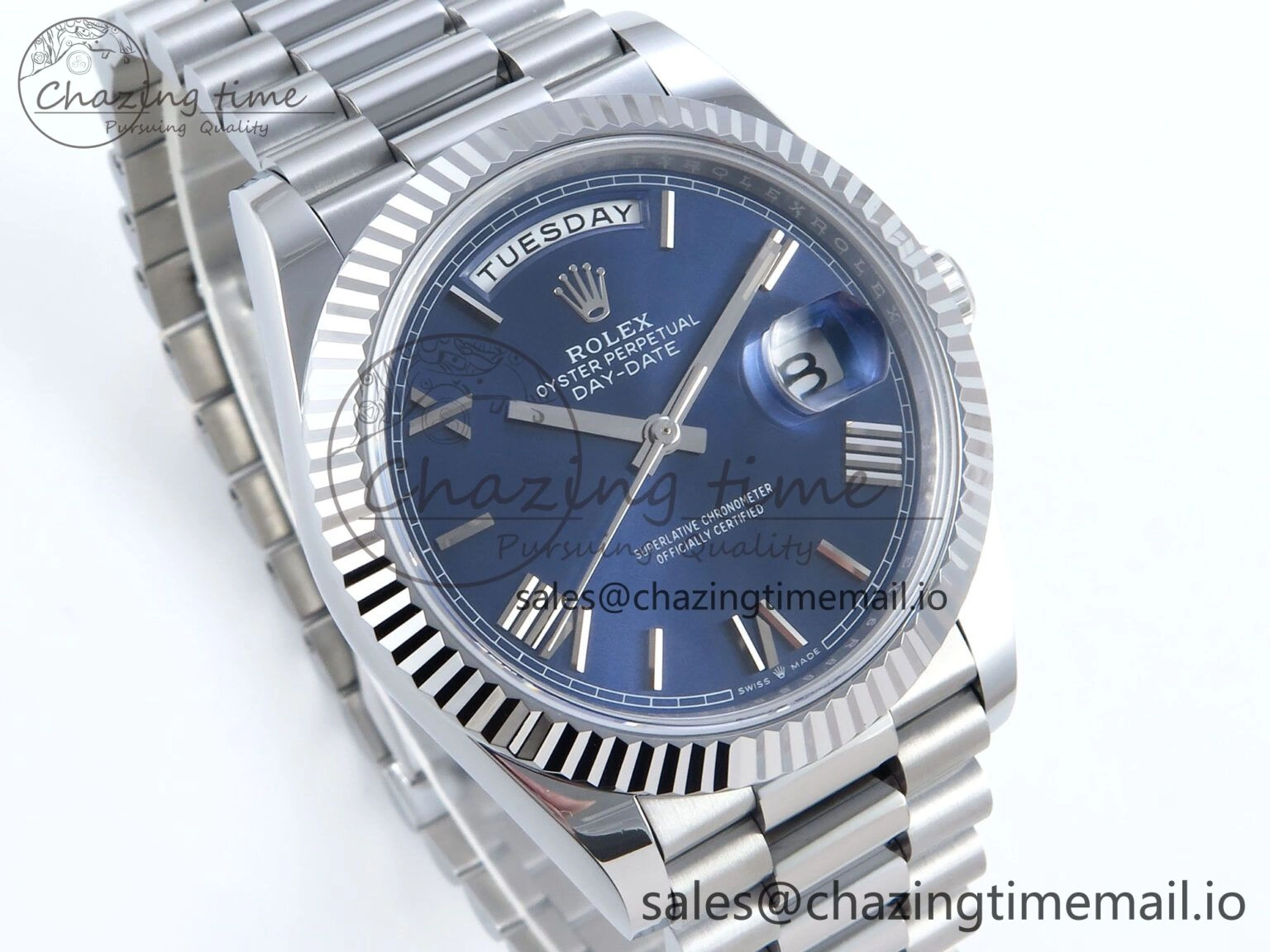 Day Date 40 SS 228239 Noob 1:1 Best Edition Blue Roman Dial on President Bracelet A2836 (Gain Weight)