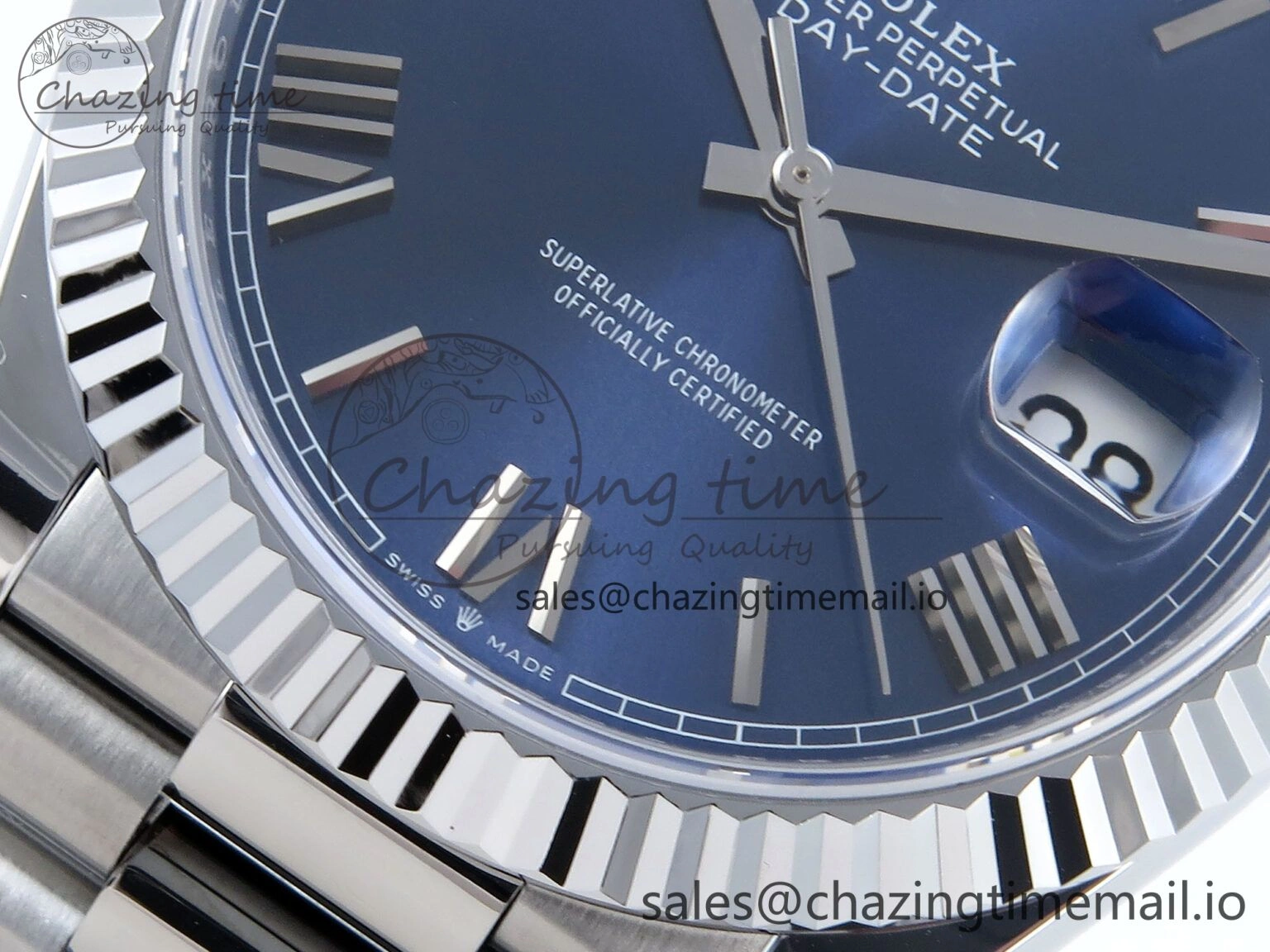 Day Date 40 SS 228239 Noob 1:1 Best Edition Blue Roman Dial on President Bracelet A2836 (Gain Weight)