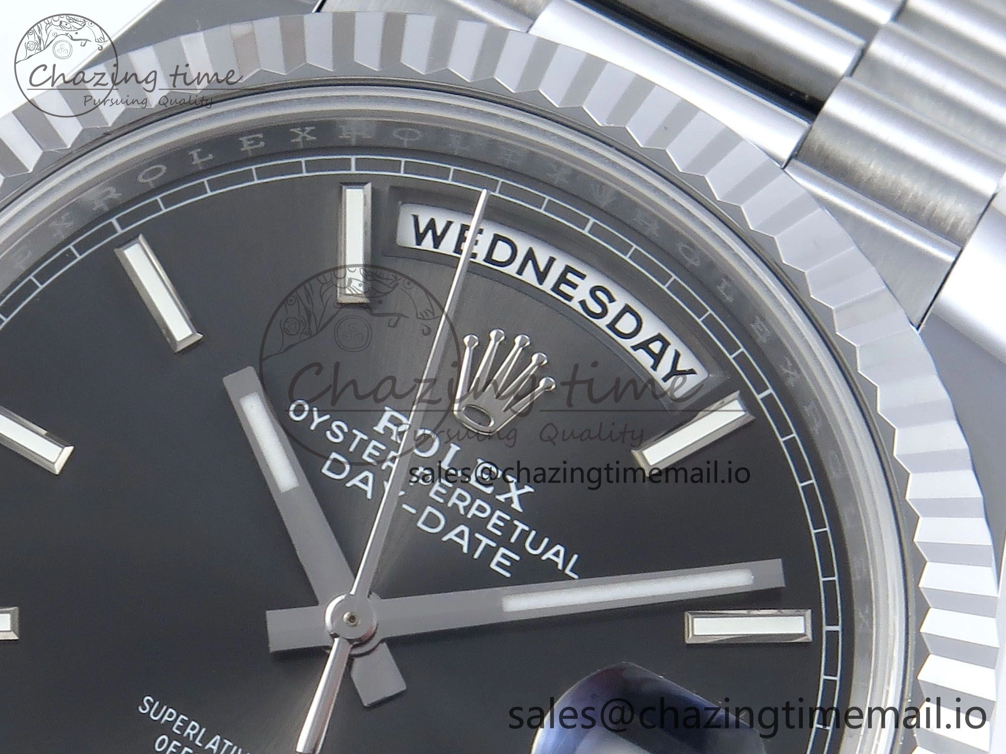 Day Date 40 SS 228239 Noob 1:1 Best Edition Gray Stick Dial on President Bracelet A2836 (Gain Weight)