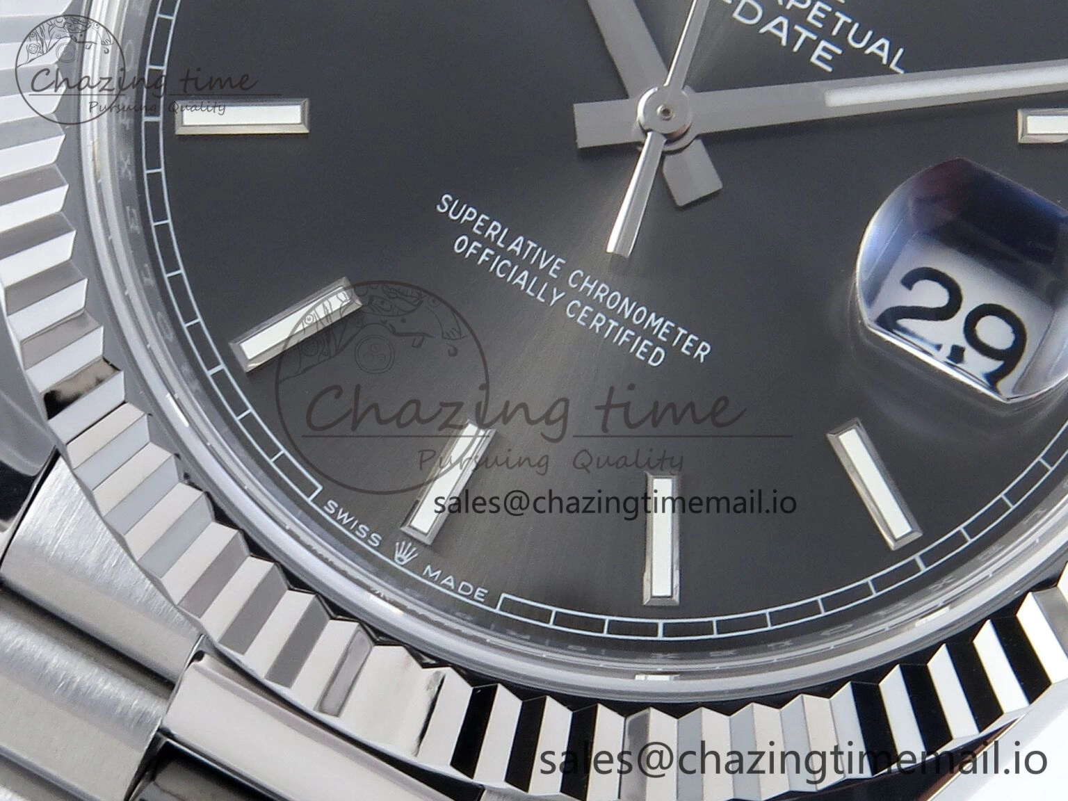 Day Date 40 SS 228239 Noob 1:1 Best Edition Gray Stick Dial on President Bracelet A2836 (Gain Weight)