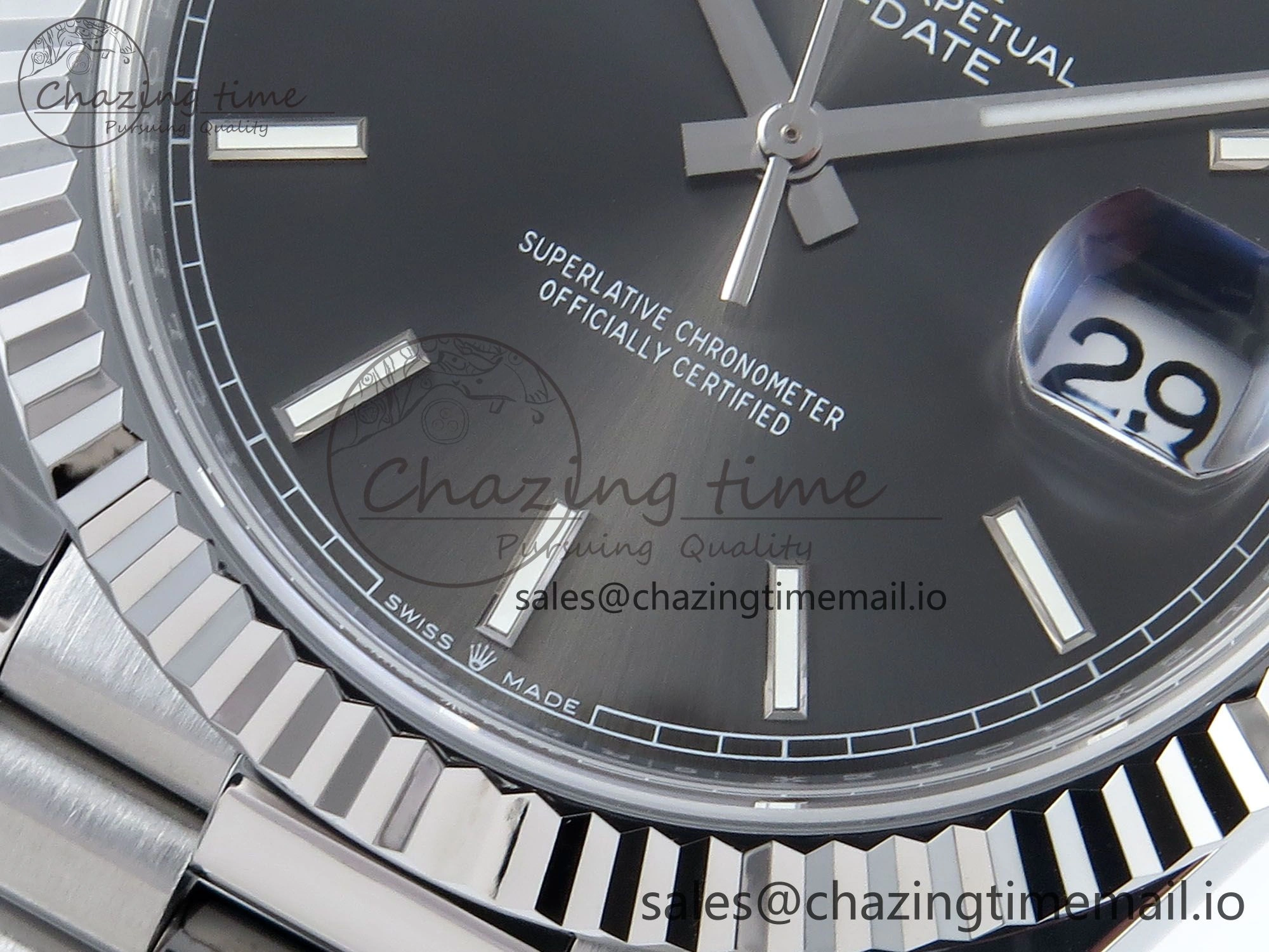 Day Date 40 SS 228239 Noob 1:1 Best Edition Gray Stick Dial on President Bracelet A2836 (Gain Weight)