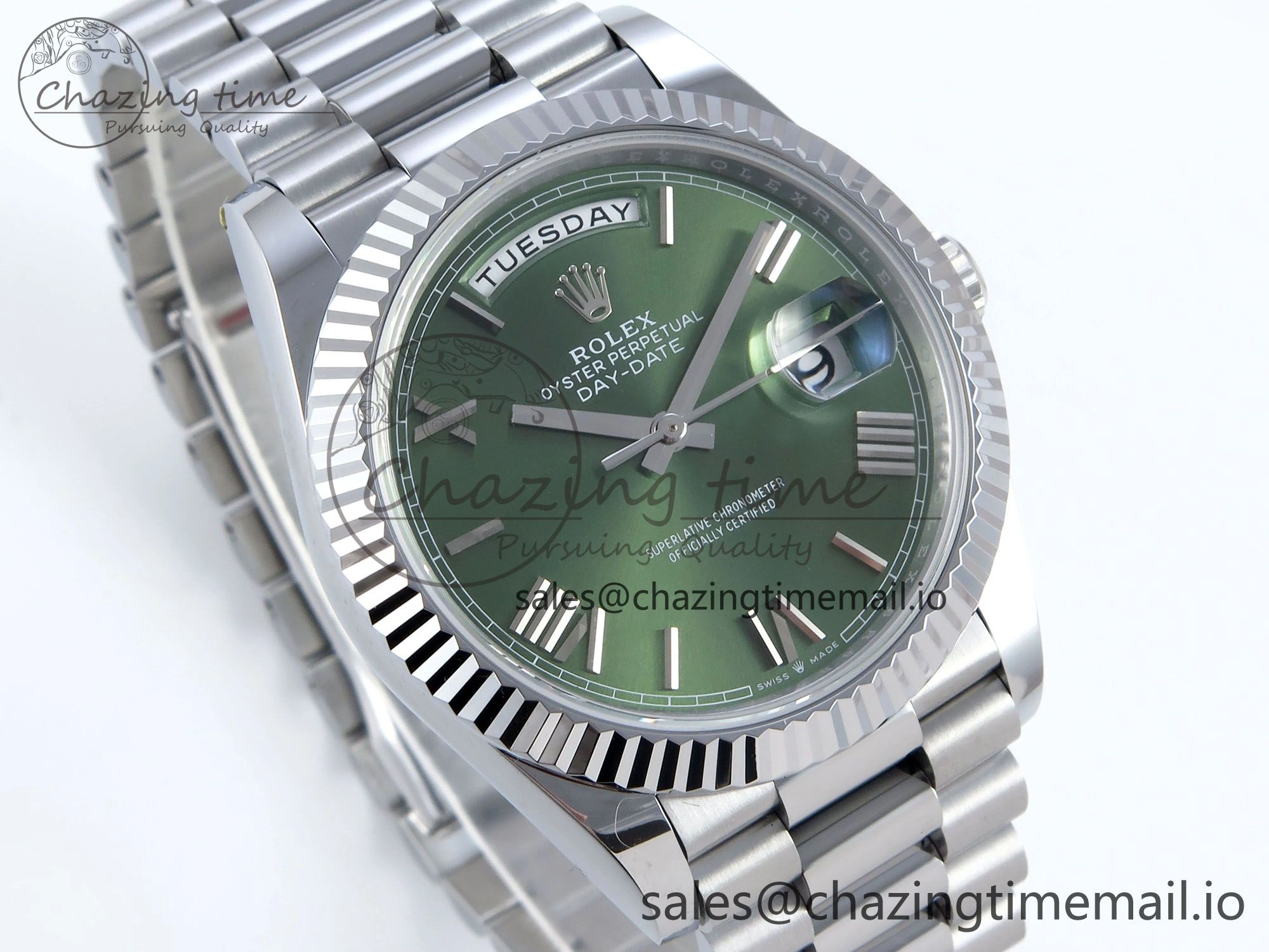 Day Date 40 SS 228239 Noob 1:1 Best Edition Green Roman Dial on President Bracelet A2836 (Gain Weight)