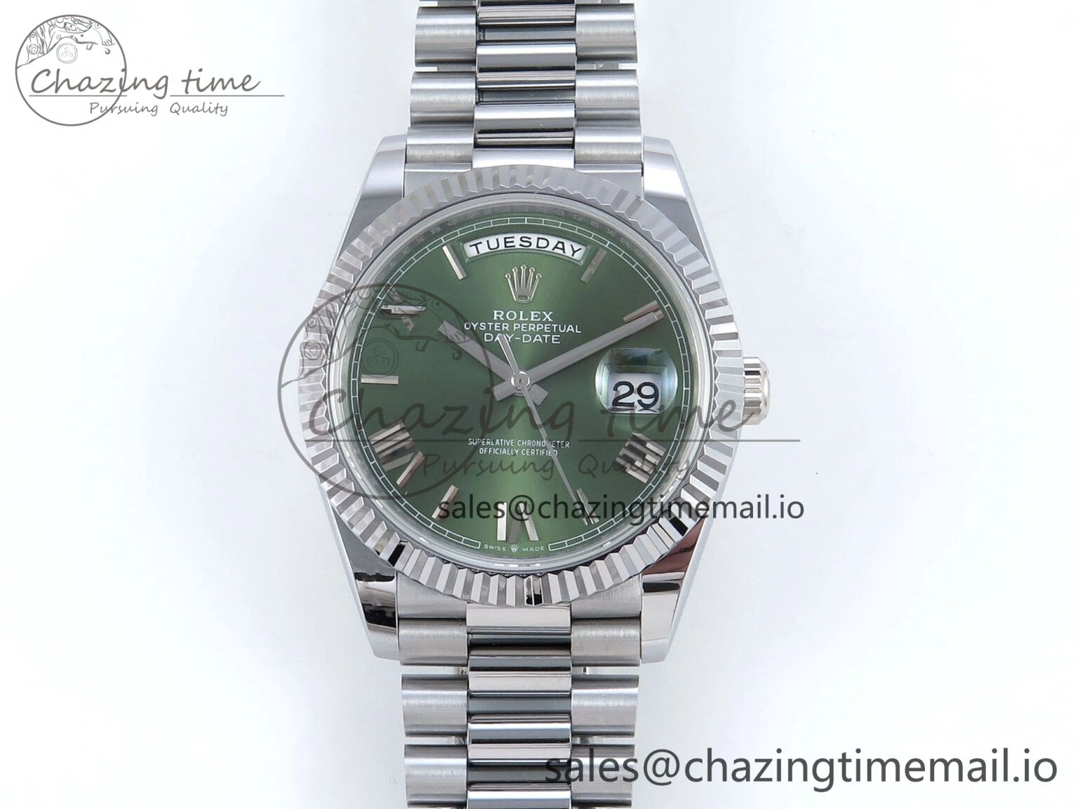 Day Date 40 SS 228239 Noob 1:1 Best Edition Green Roman Dial on President Bracelet A2836 (Gain Weight)