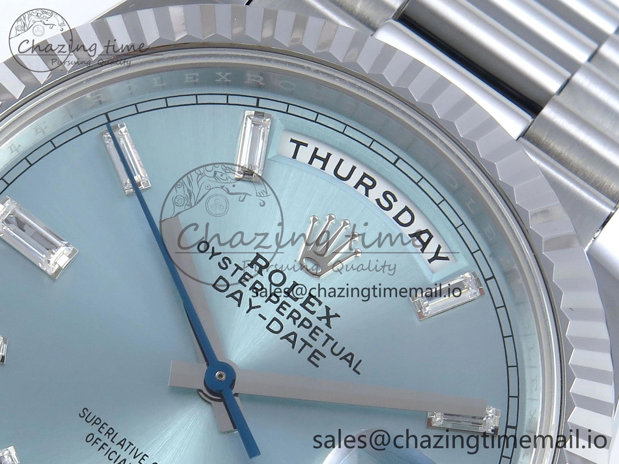 Day Date 40 SS 228239 Noob 1:1 Best Edition Ice Blue Crystal Dial on President Bracelet A2836 (Gain Weight)